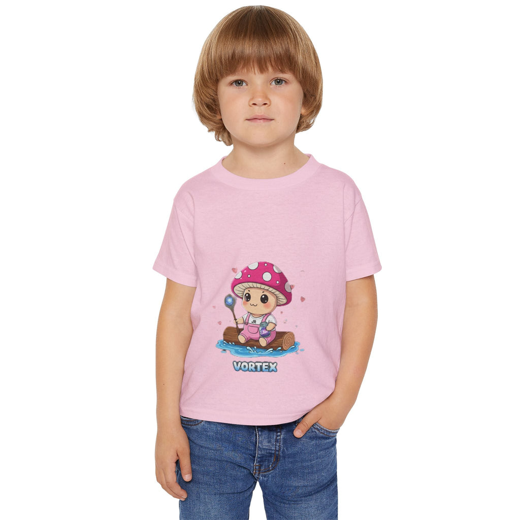 Toddler T‑Shirt — Cute Pink Mushroom Character "Vortex" Kids Tee Printify