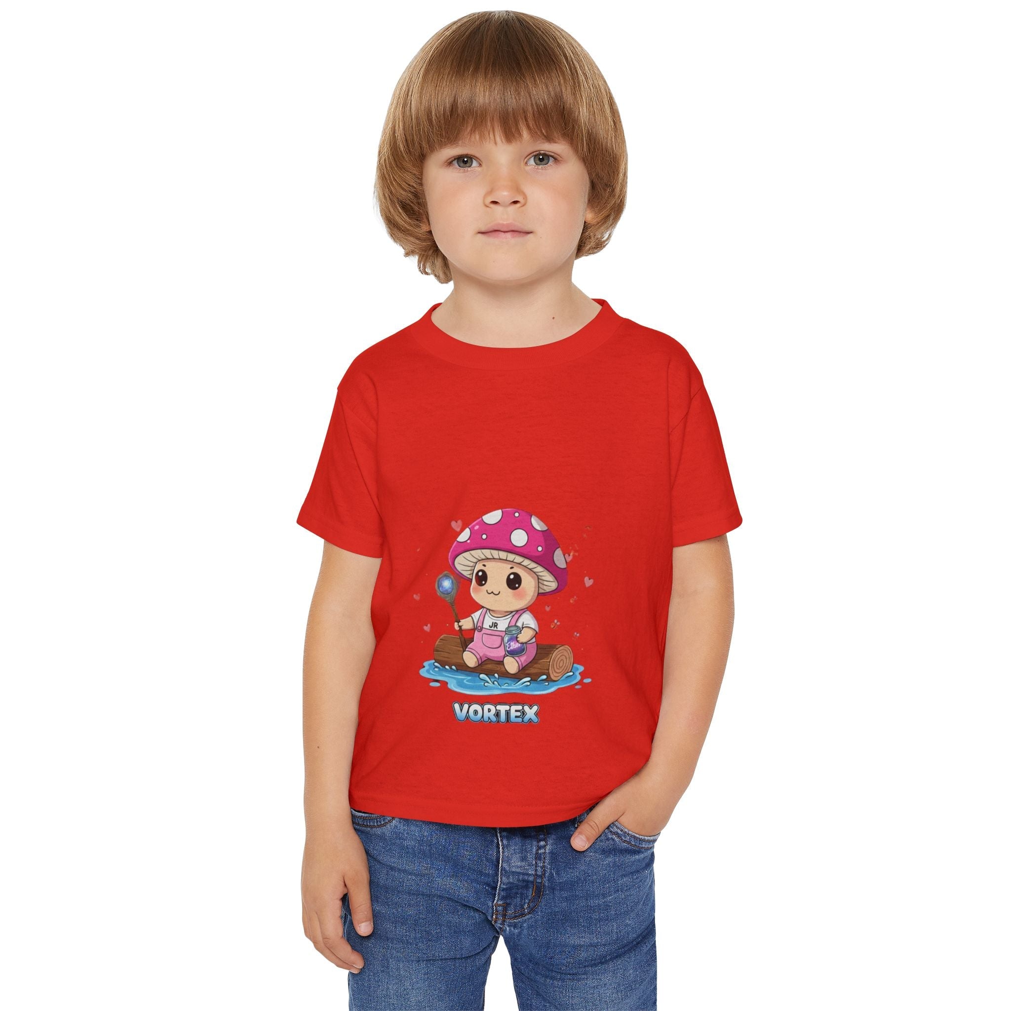 Toddler T‑Shirt — Cute Pink Mushroom Character "Vortex" Kids Tee Printify