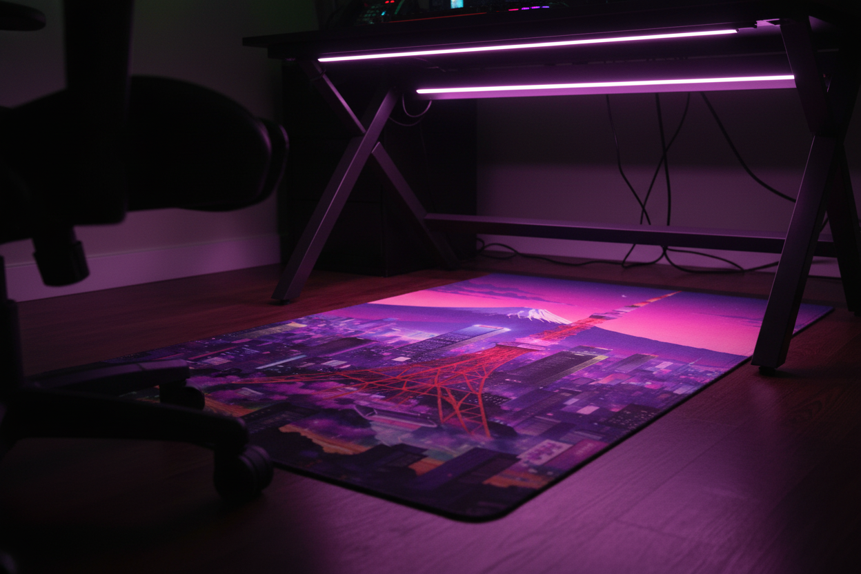 Tokyo Night Rug — Under Desk LED Glow