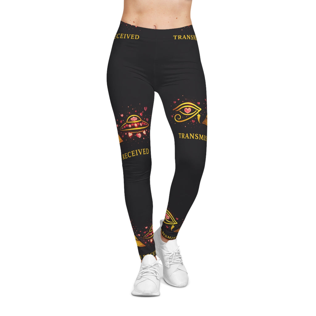 Transmission Received Eye Pyramid Leggings — Women's Mystical AOP Yoga Tights Printify