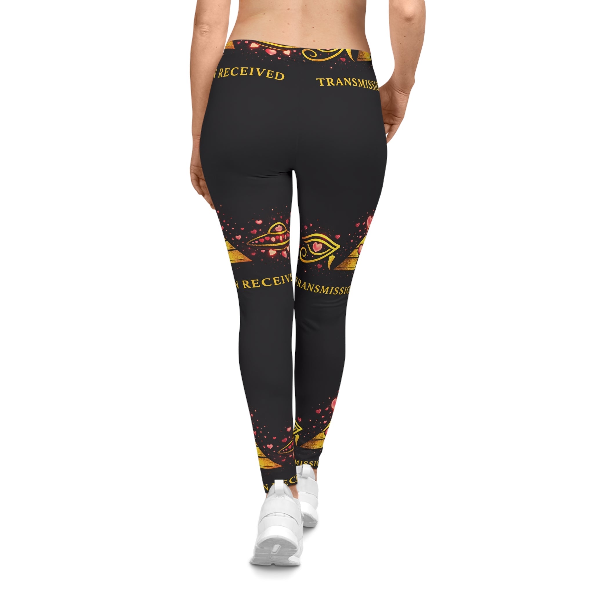 Transmission Received Eye Pyramid Leggings — Women's Mystical AOP Yoga Tights Printify