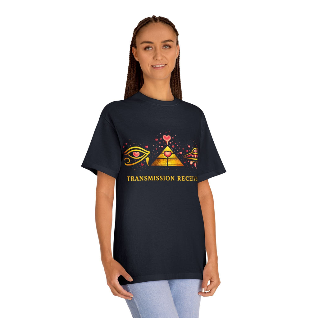 Transmission Received Tee — Pyramid Eye & UFO Graphic T-Shirt Printify