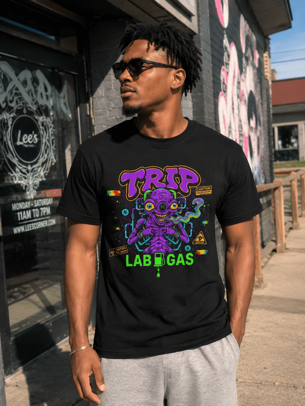 Trip Lab Gas Tee — Neon Octopus Chemist Graphic T-Shirt