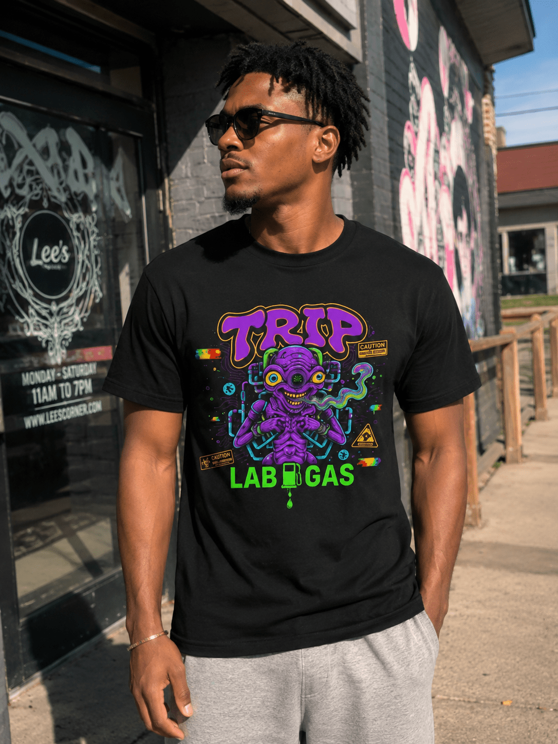 Trip Lab Gas Tee — Neon Octopus Chemist Graphic T-Shirt