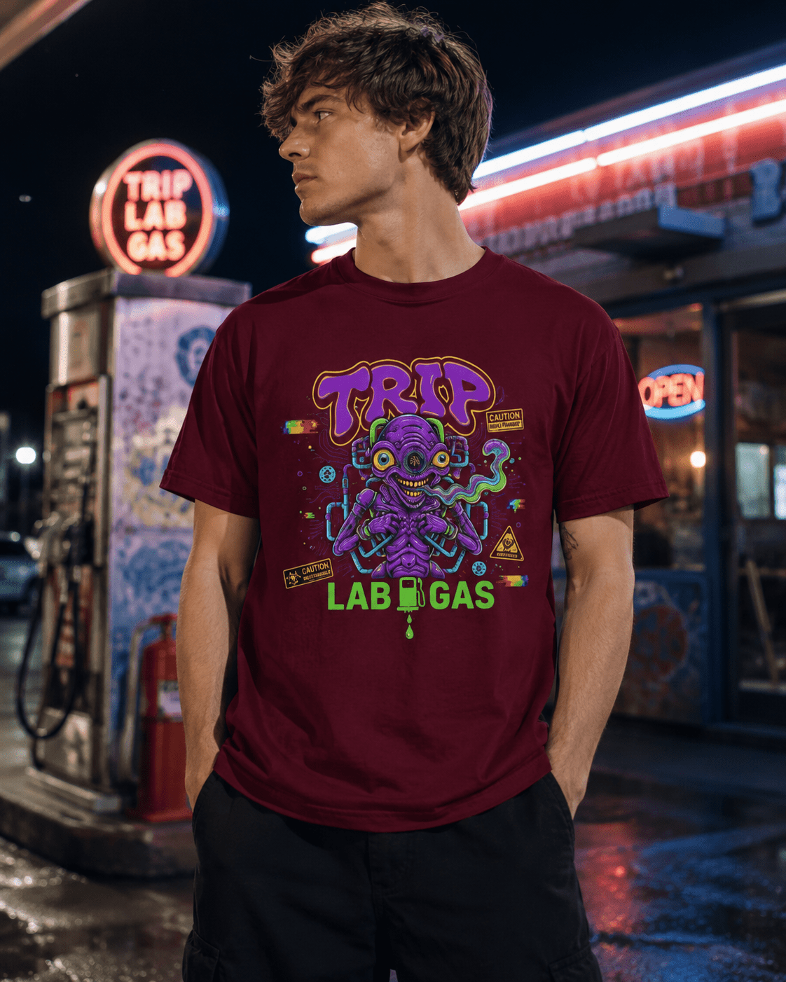 Trip Lab Gas Tee — Neon Octopus Chemist Graphic T-Shirt