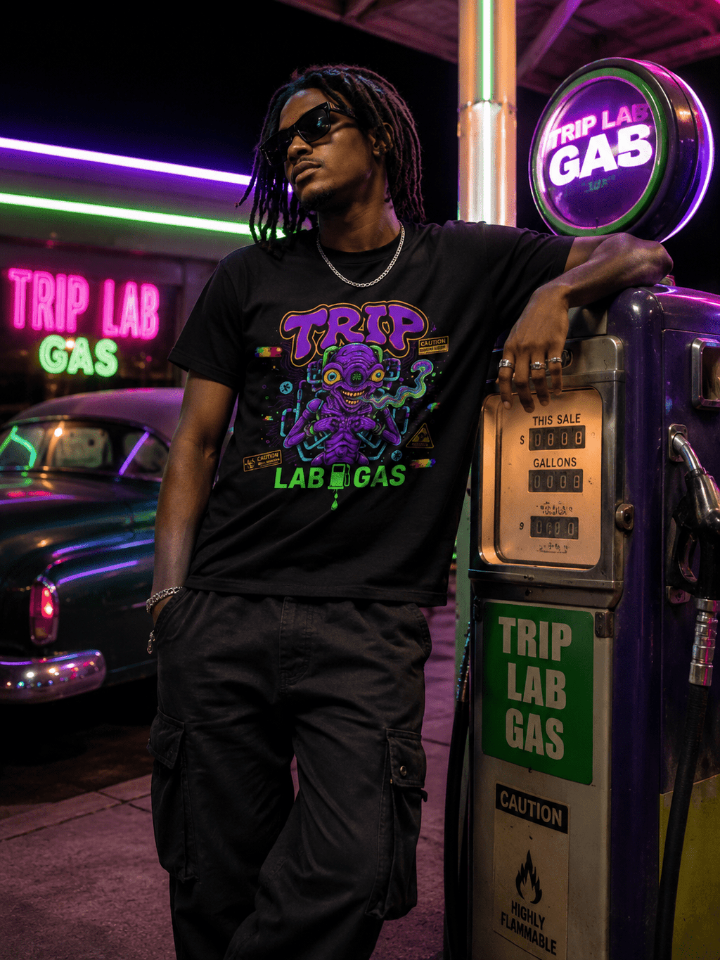 Trip Lab Gas Tee — Neon Octopus Chemist Graphic T-Shirt