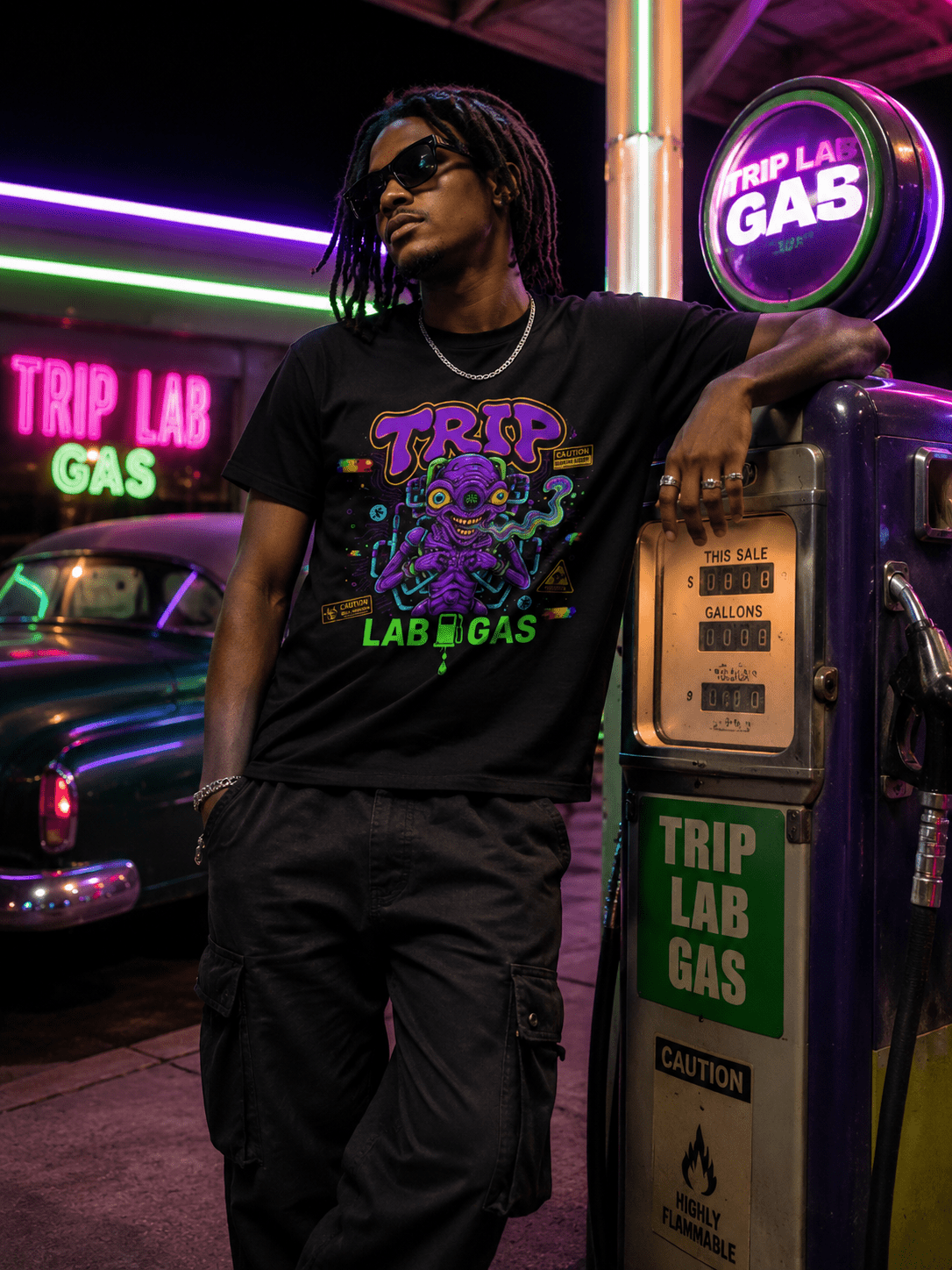 Trip Lab Gas Tee — Neon Octopus Chemist Graphic T-Shirt