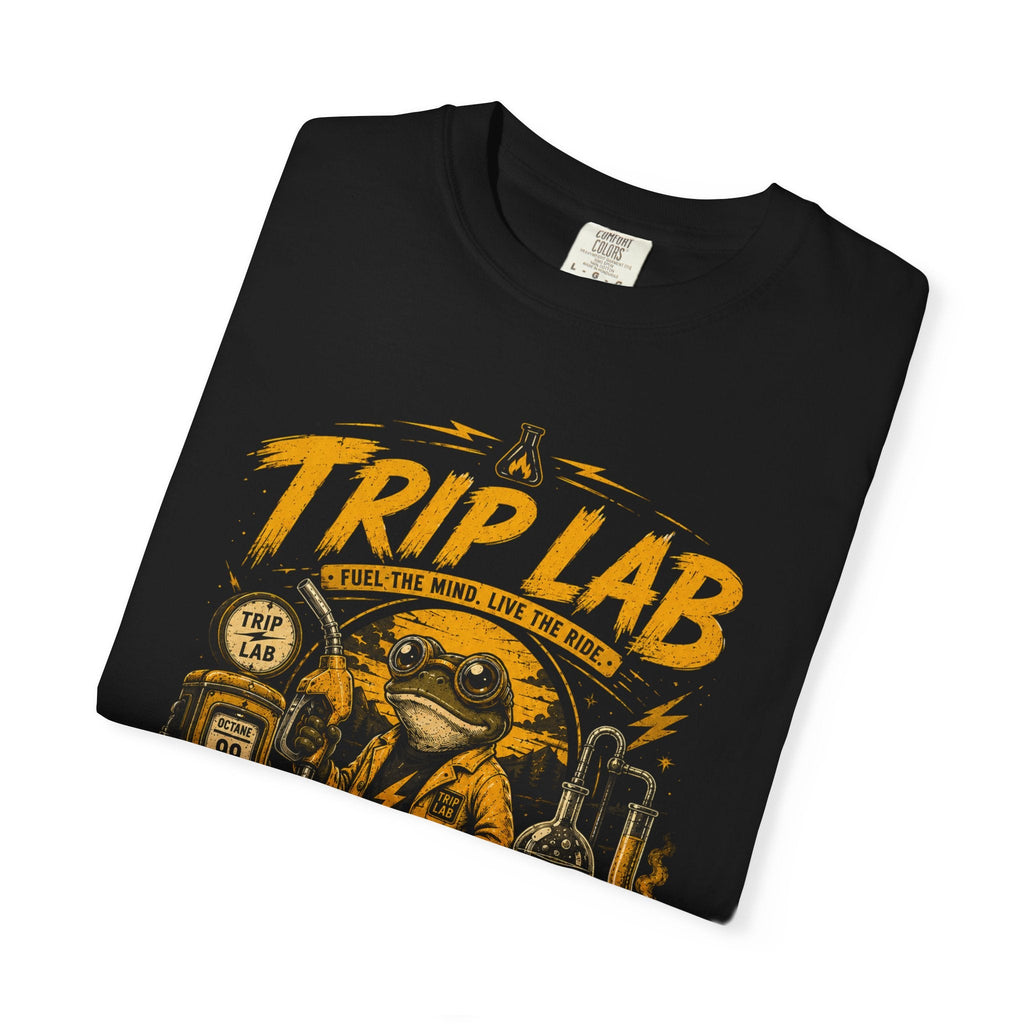 Trip Lab Graphic T-Shirt — Retro Scientist Frog Illustration
