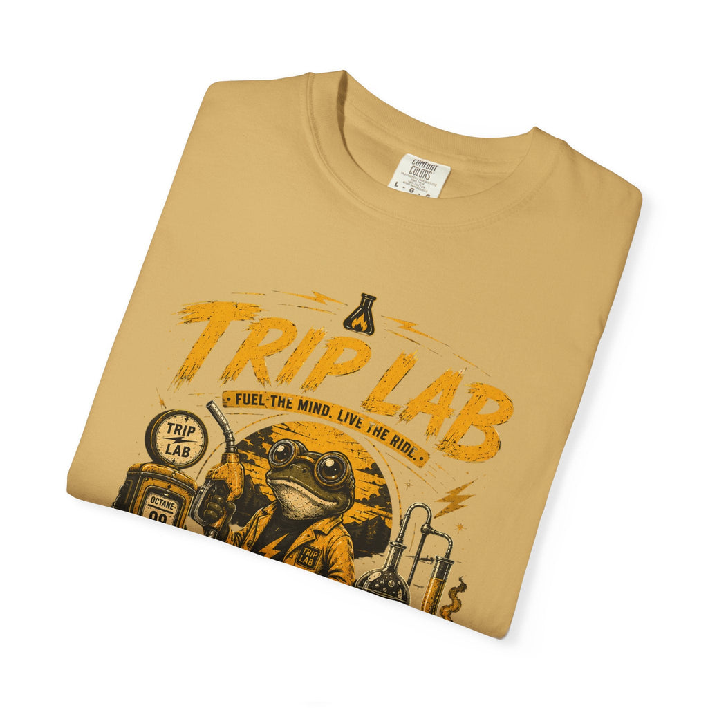 Trip Lab Graphic T-Shirt — Retro Scientist Frog Illustration