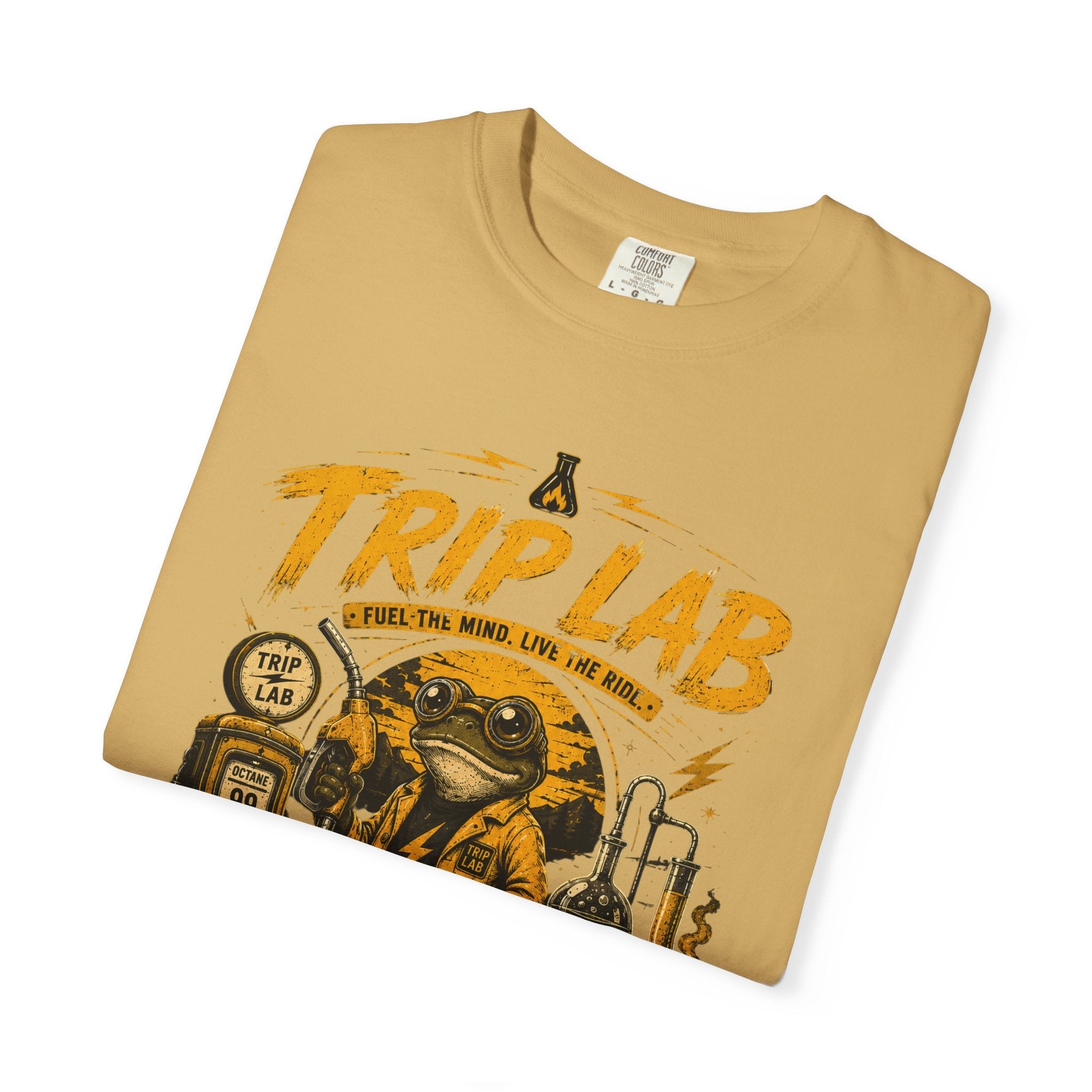 Trip Lab Graphic T-Shirt — Retro Scientist Frog Illustration