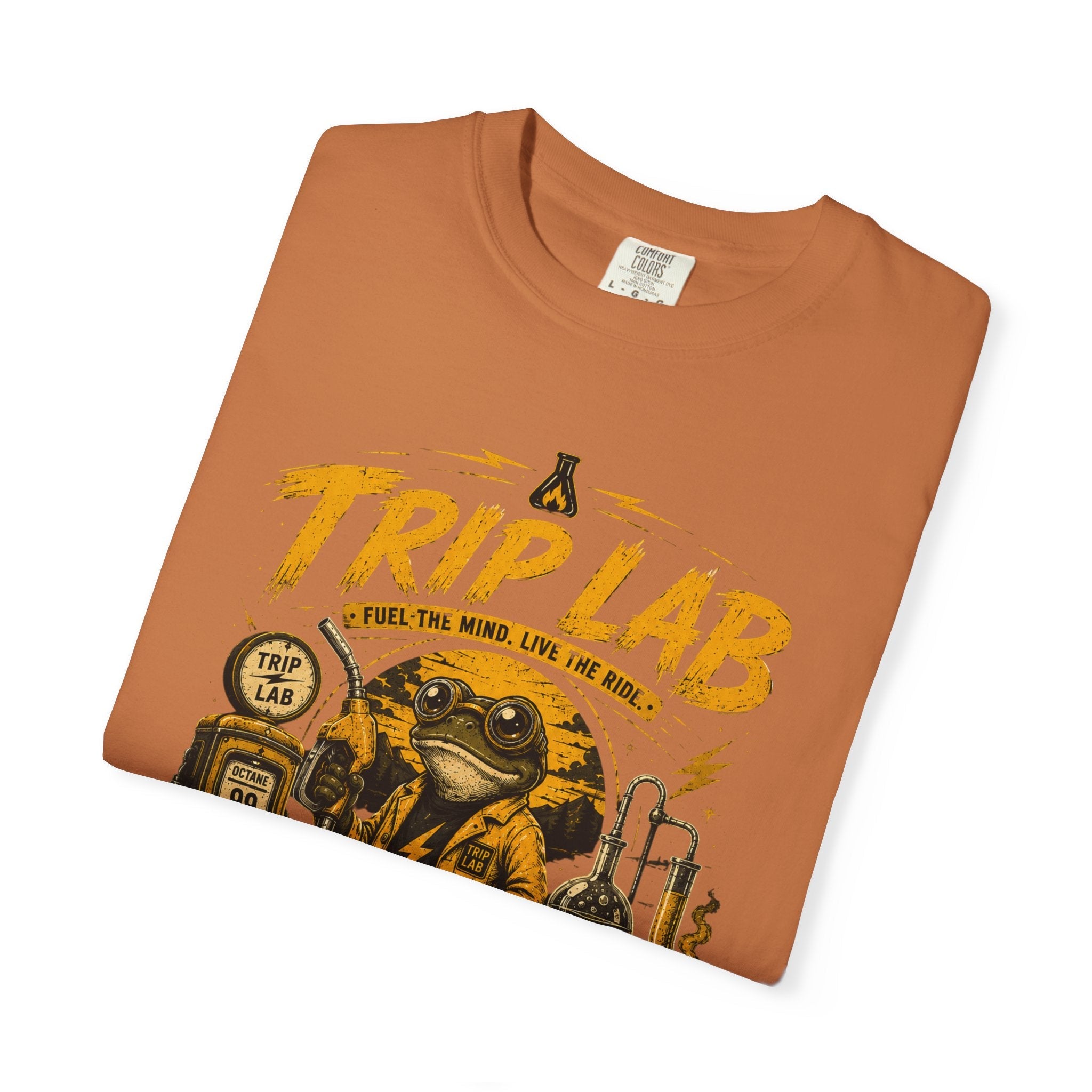 Trip Lab Graphic T-Shirt — Retro Scientist Frog Illustration