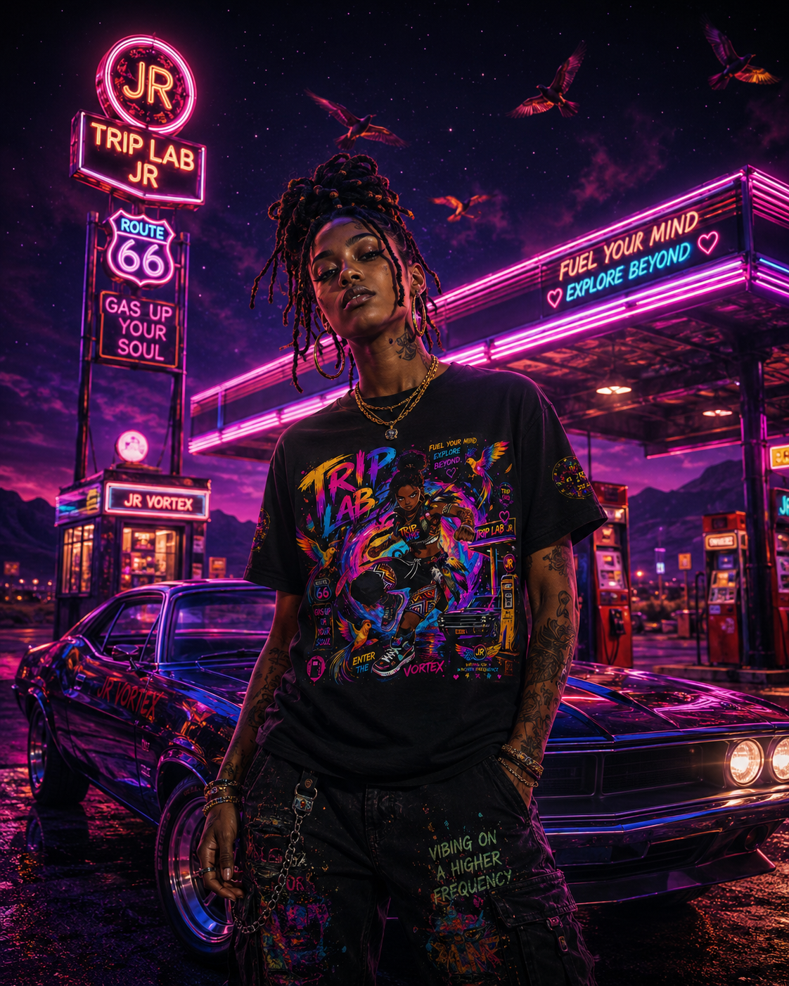 Trip Lab Neon Skate Tee — Psychedelic Skateboard Graphic T-Shirt