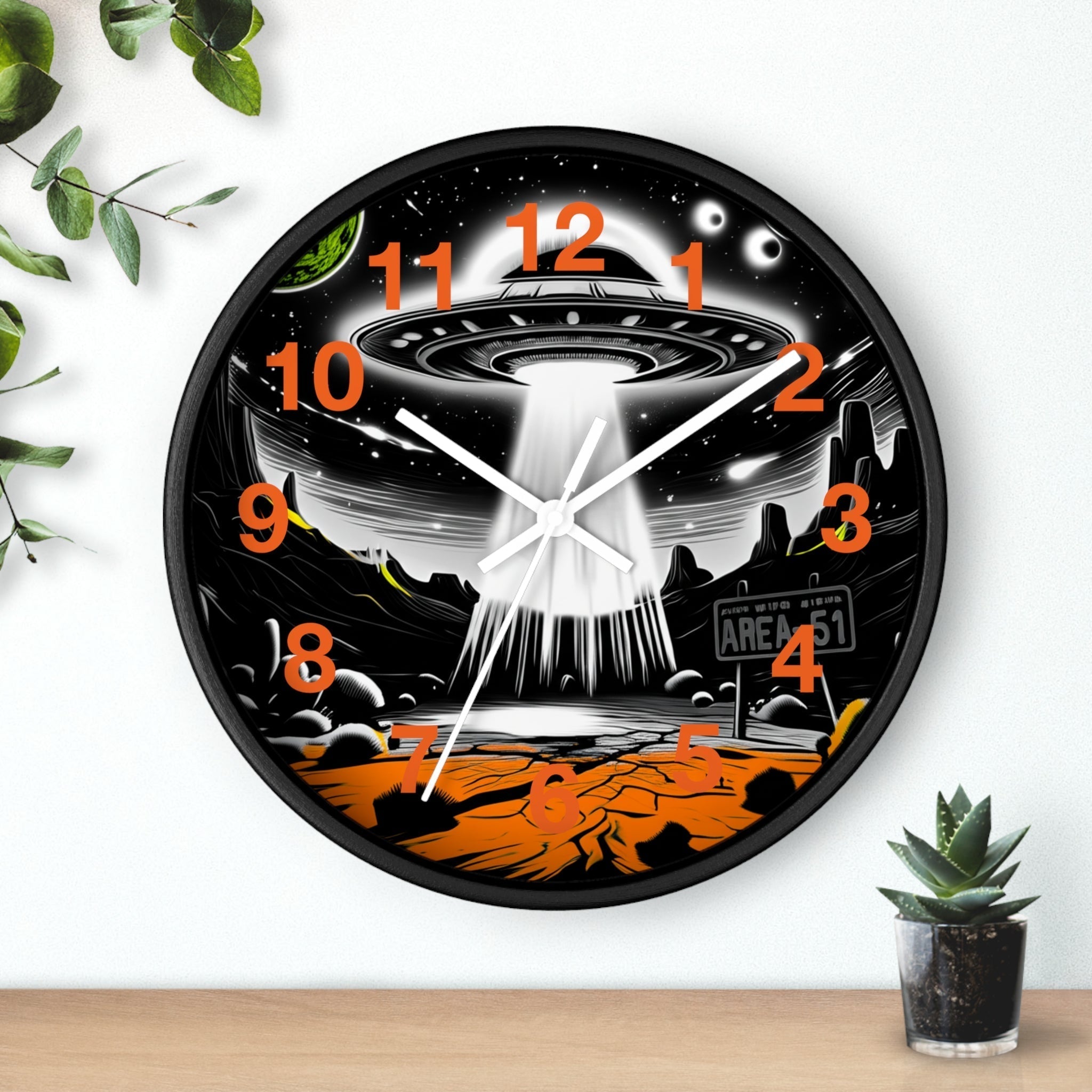Alien Encounter Wall Clock, Unique Home Decor for Space Lovers, Retro Area 51 Theme, Perfect Gift for Sci-Fi Fans Printify