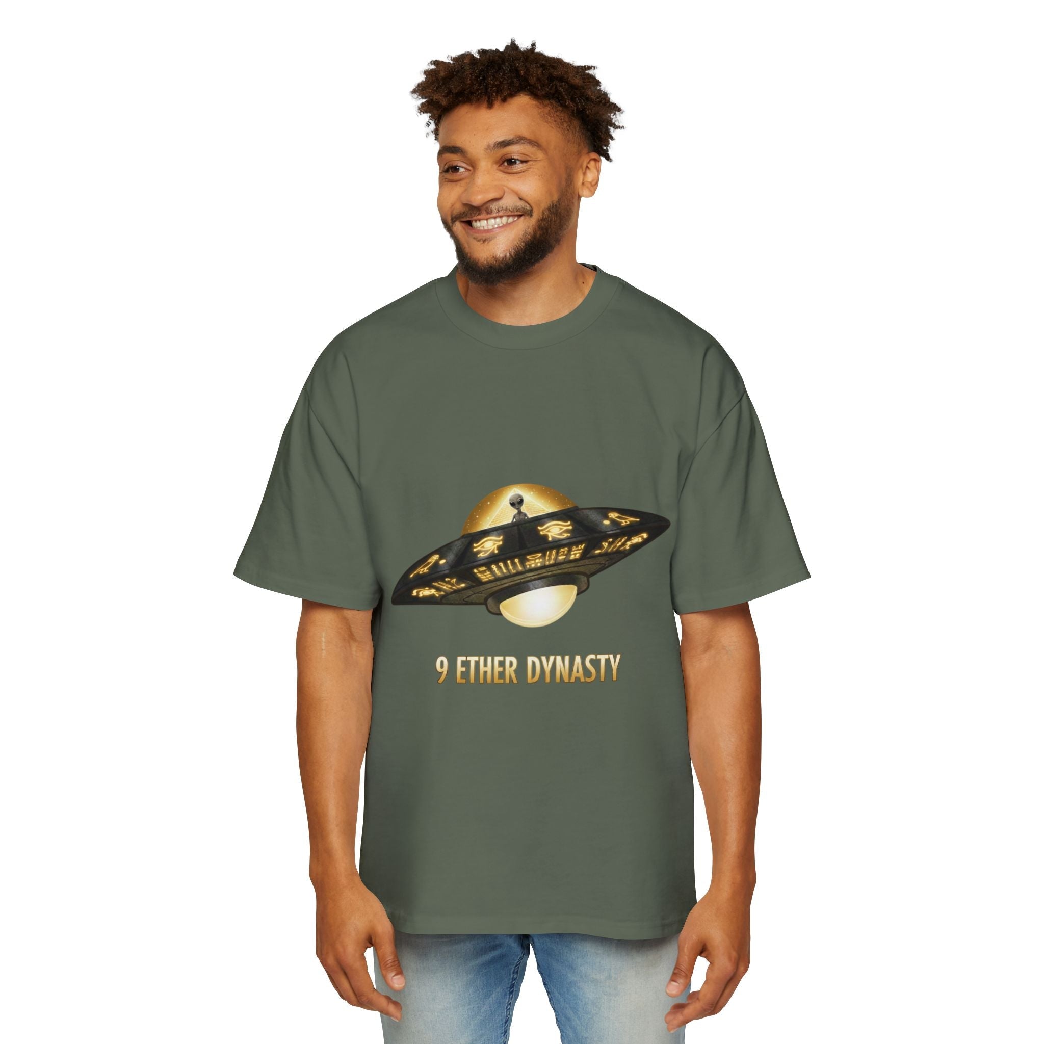 UFO Graphic Tee — “9 Ether Dynasty” Alien Spaceship T-Shirt Printify