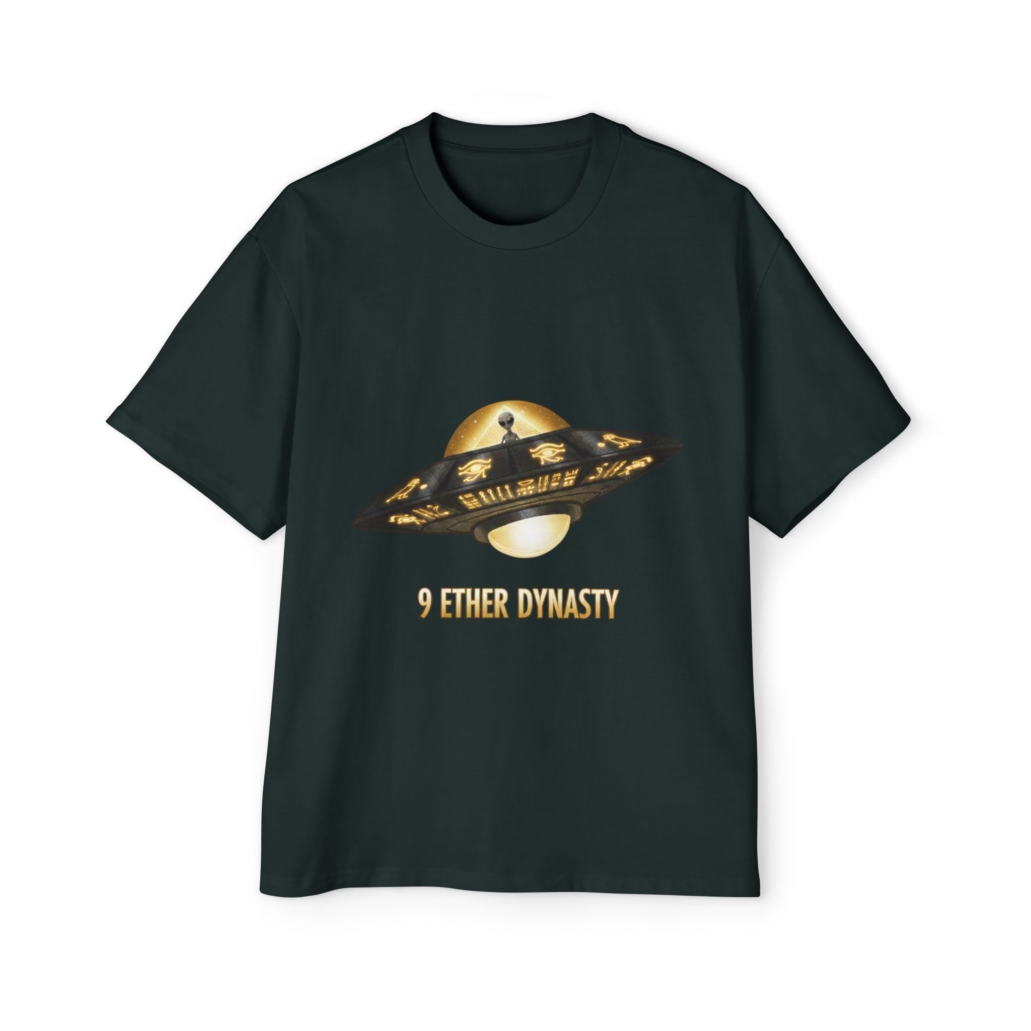 UFO Graphic Tee — “9 Ether Dynasty” Alien Spaceship T-Shirt Printify
