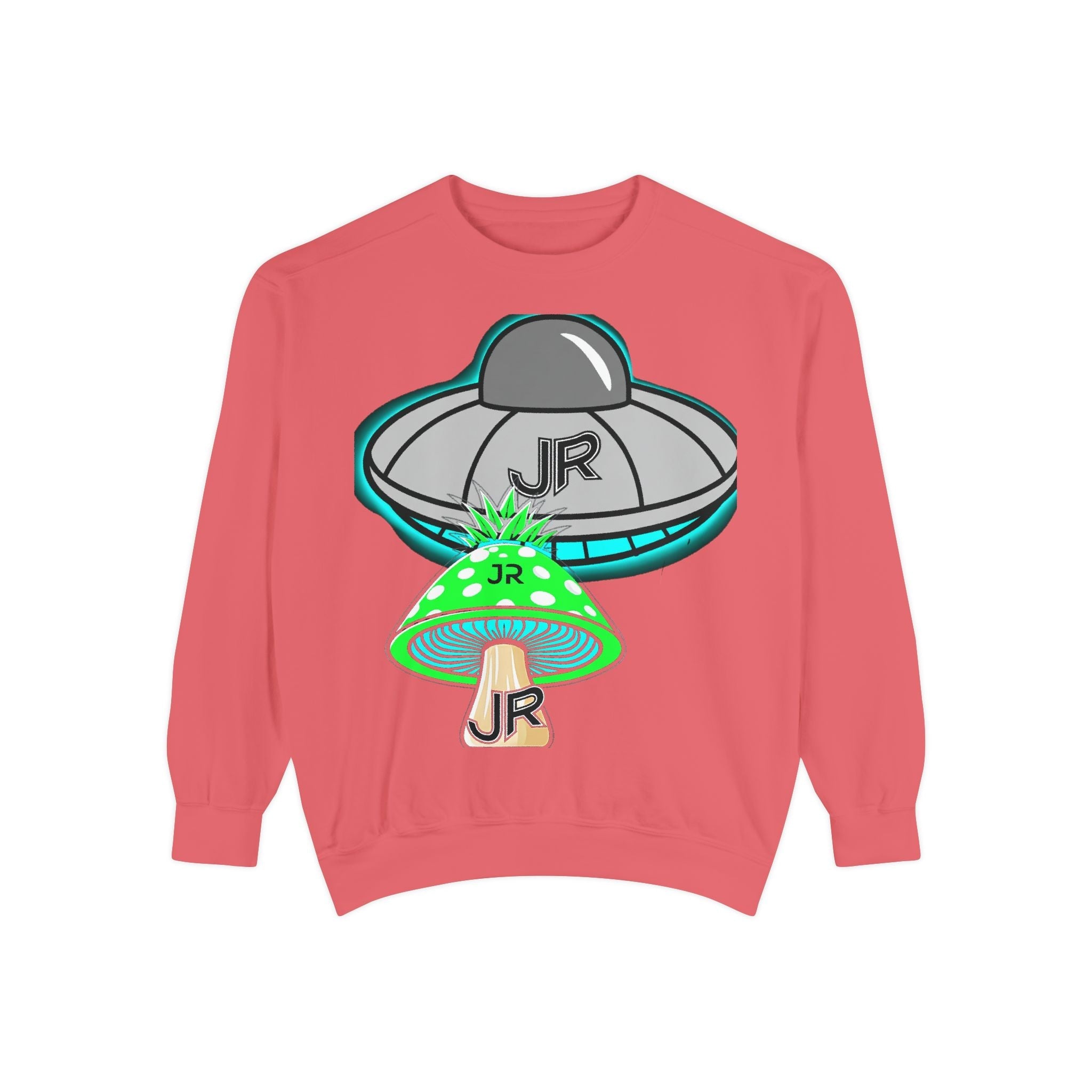 UFO Mushroom Sweatshirt — Retro Spacey UFO & Mushroom Graphic