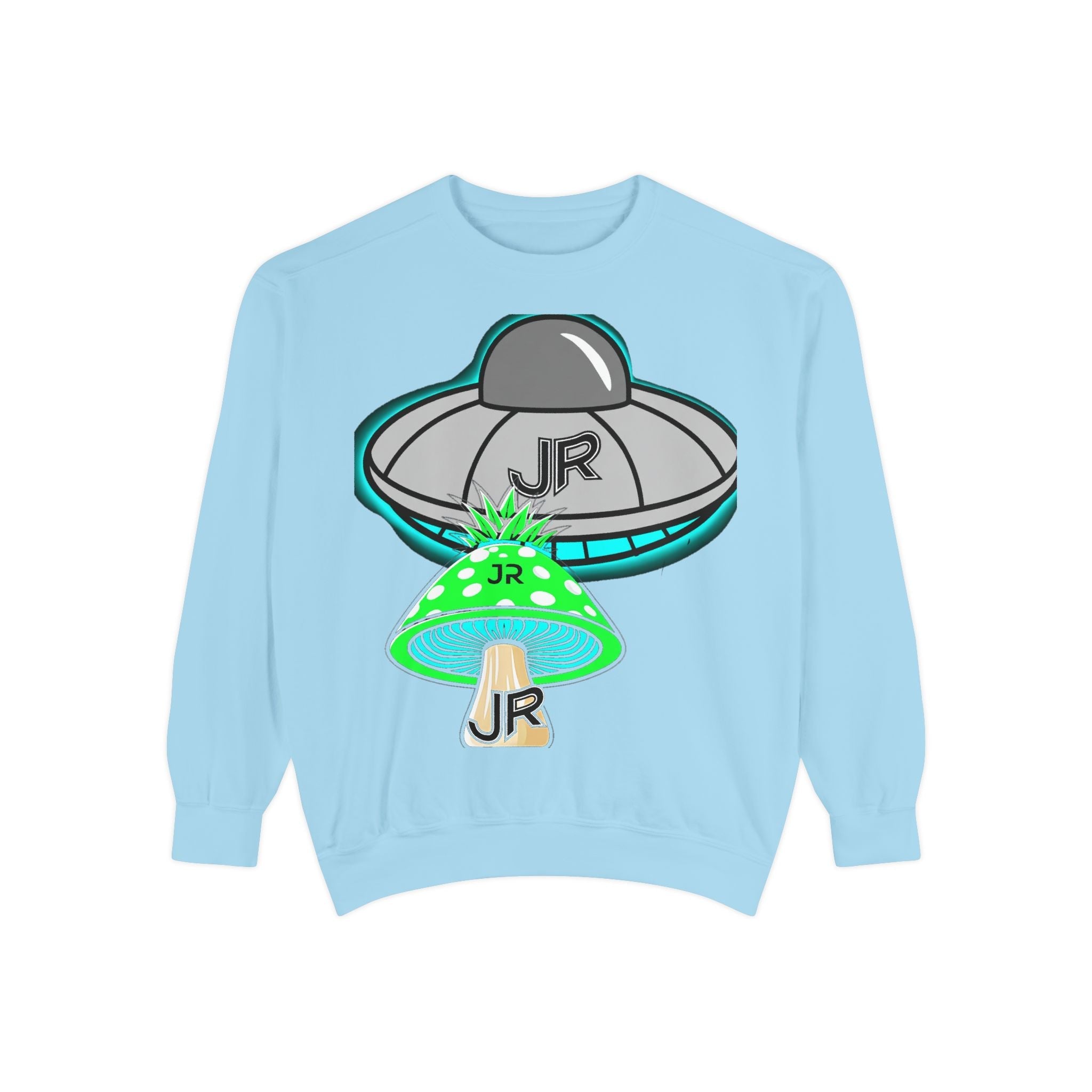 UFO Mushroom Sweatshirt — Retro Spacey UFO & Mushroom Graphic