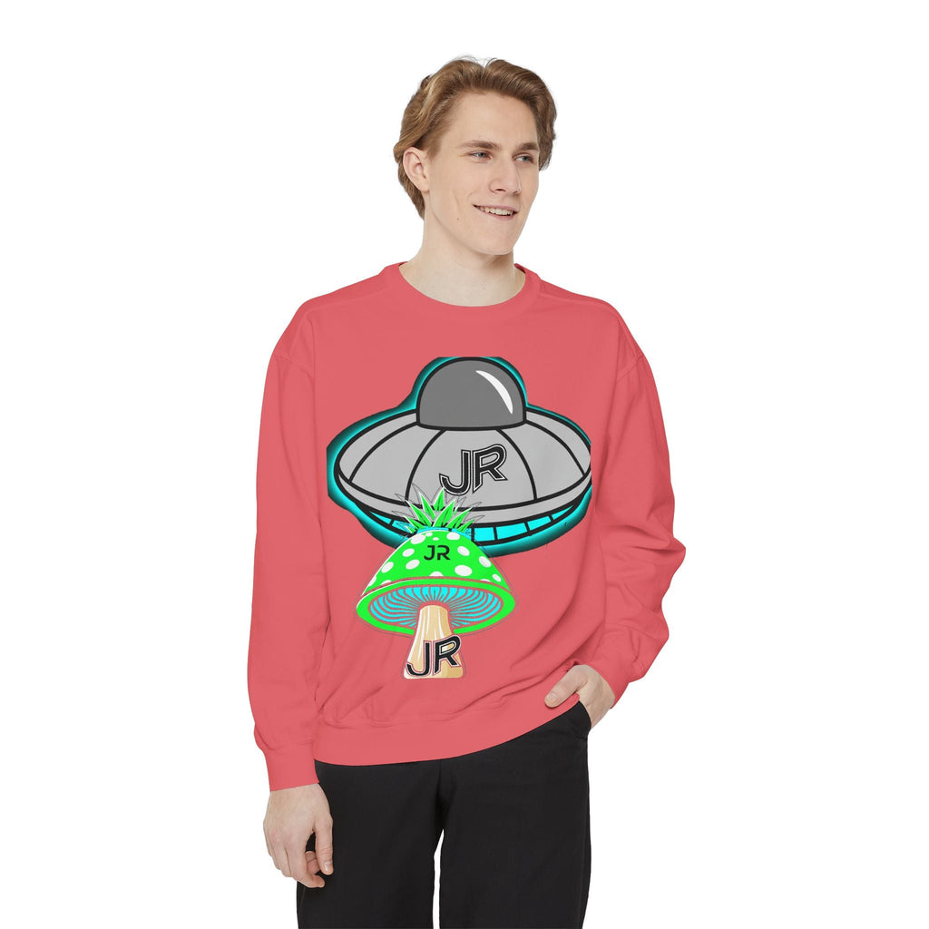 UFO Mushroom Sweatshirt — Retro Spacey UFO & Mushroom Graphic