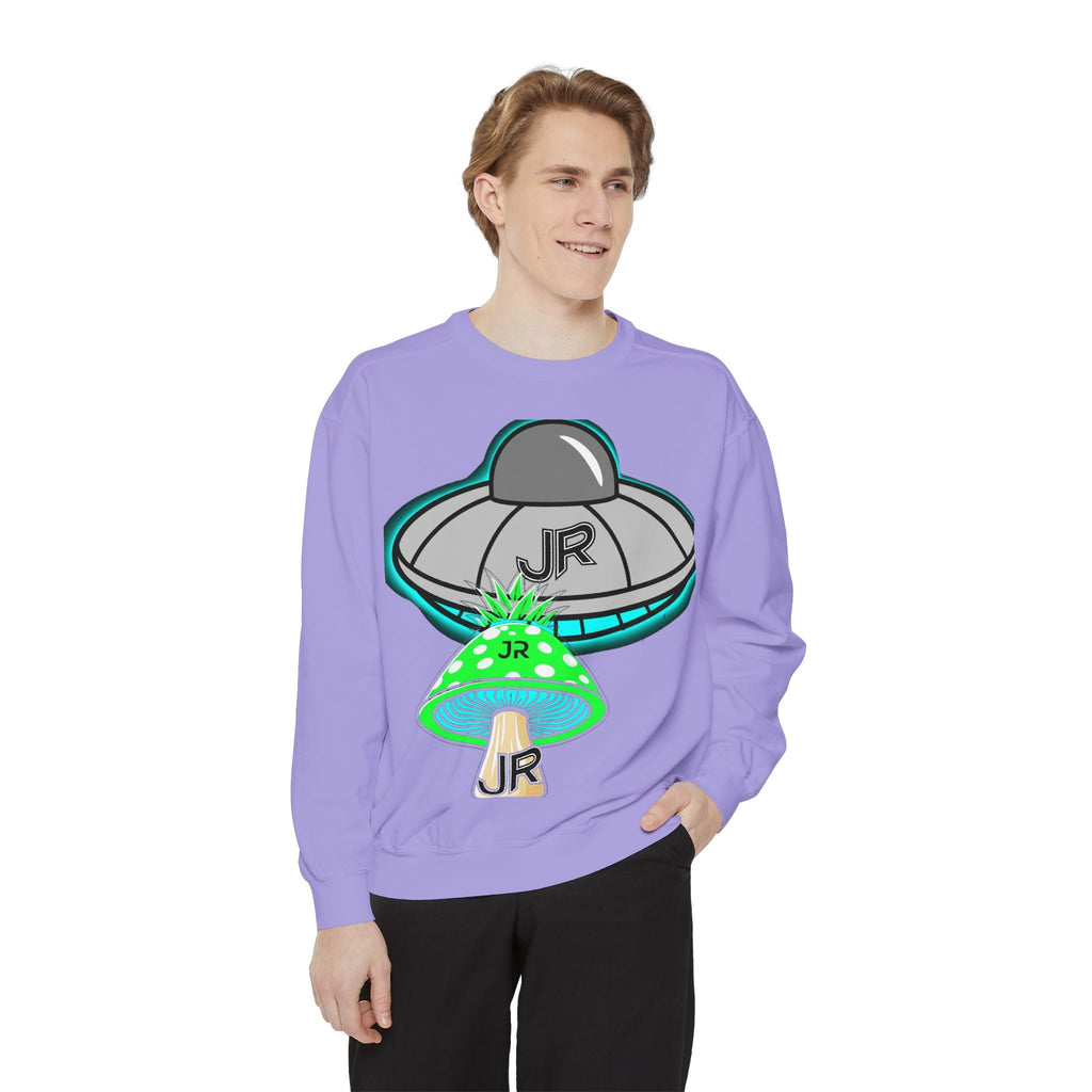 UFO Mushroom Sweatshirt — Retro Spacey UFO & Mushroom Graphic