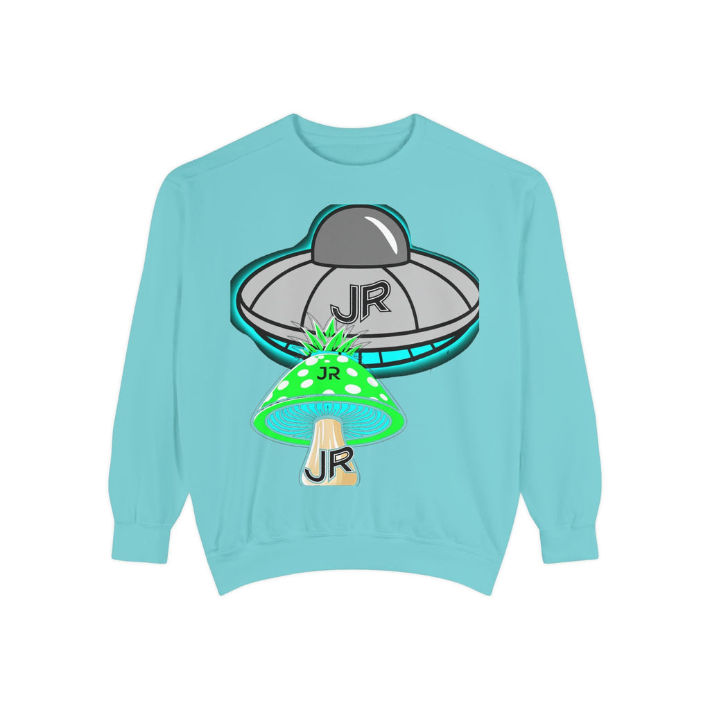 UFO Mushroom Sweatshirt — Retro Spacey UFO & Mushroom Graphic