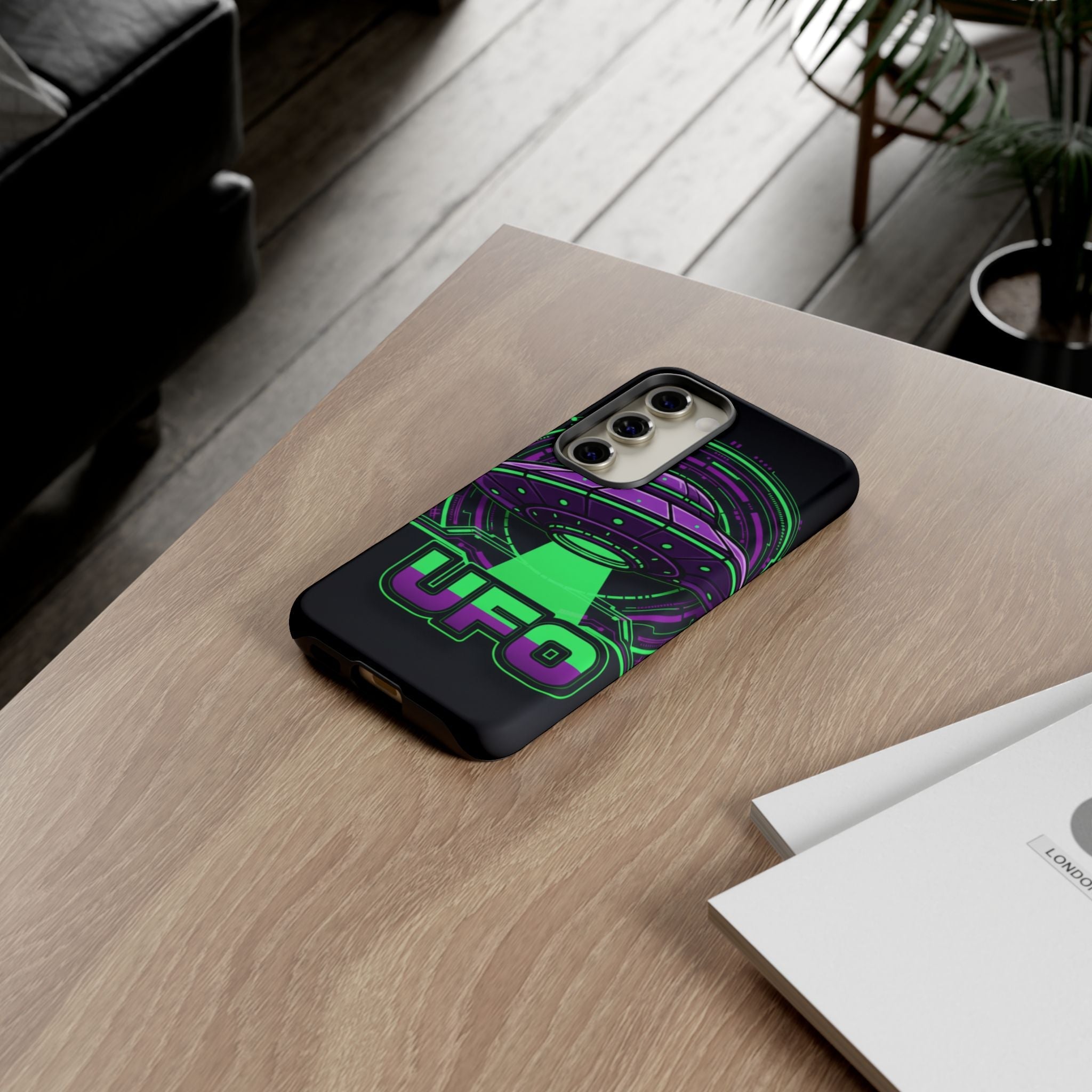 UFO Phone Case - Neon Alien Spaceship Protective Cover Printify