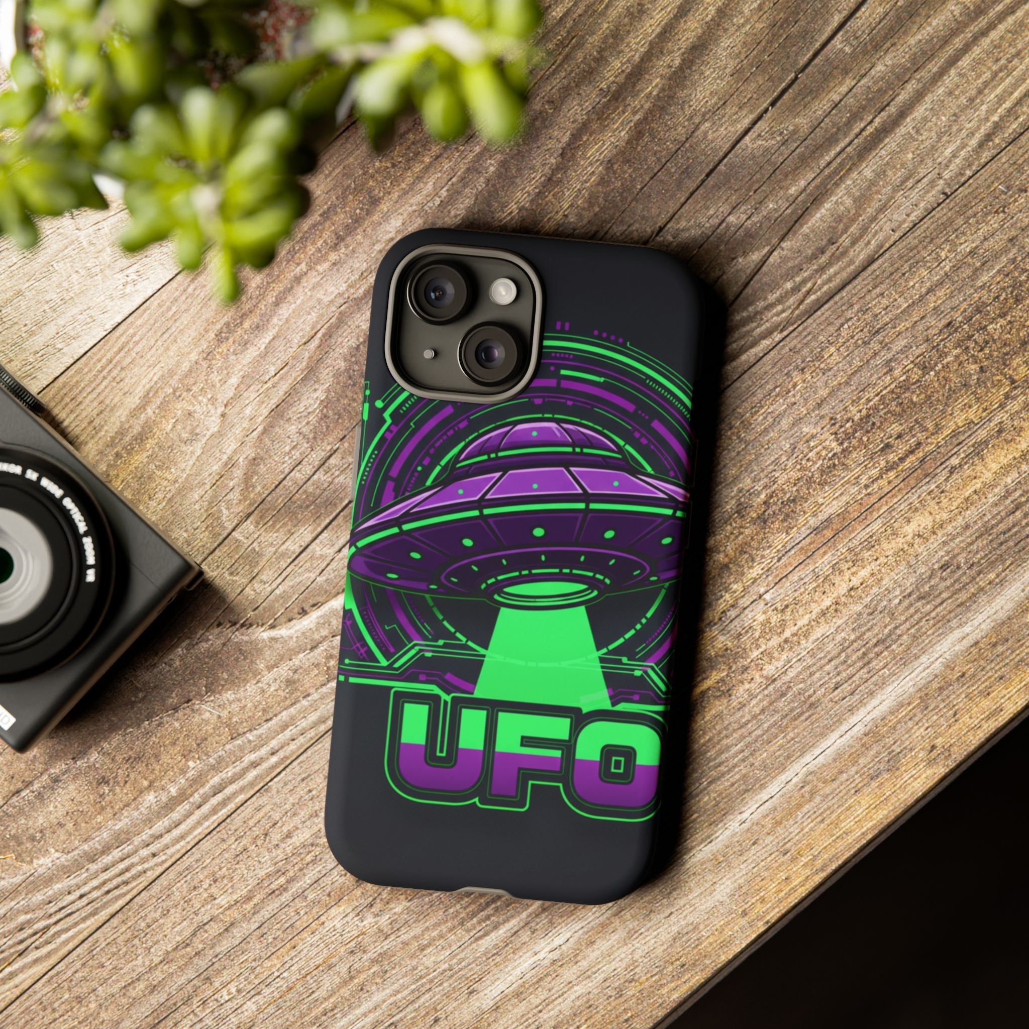 UFO Phone Case - Neon Alien Spaceship Protective Cover Printify