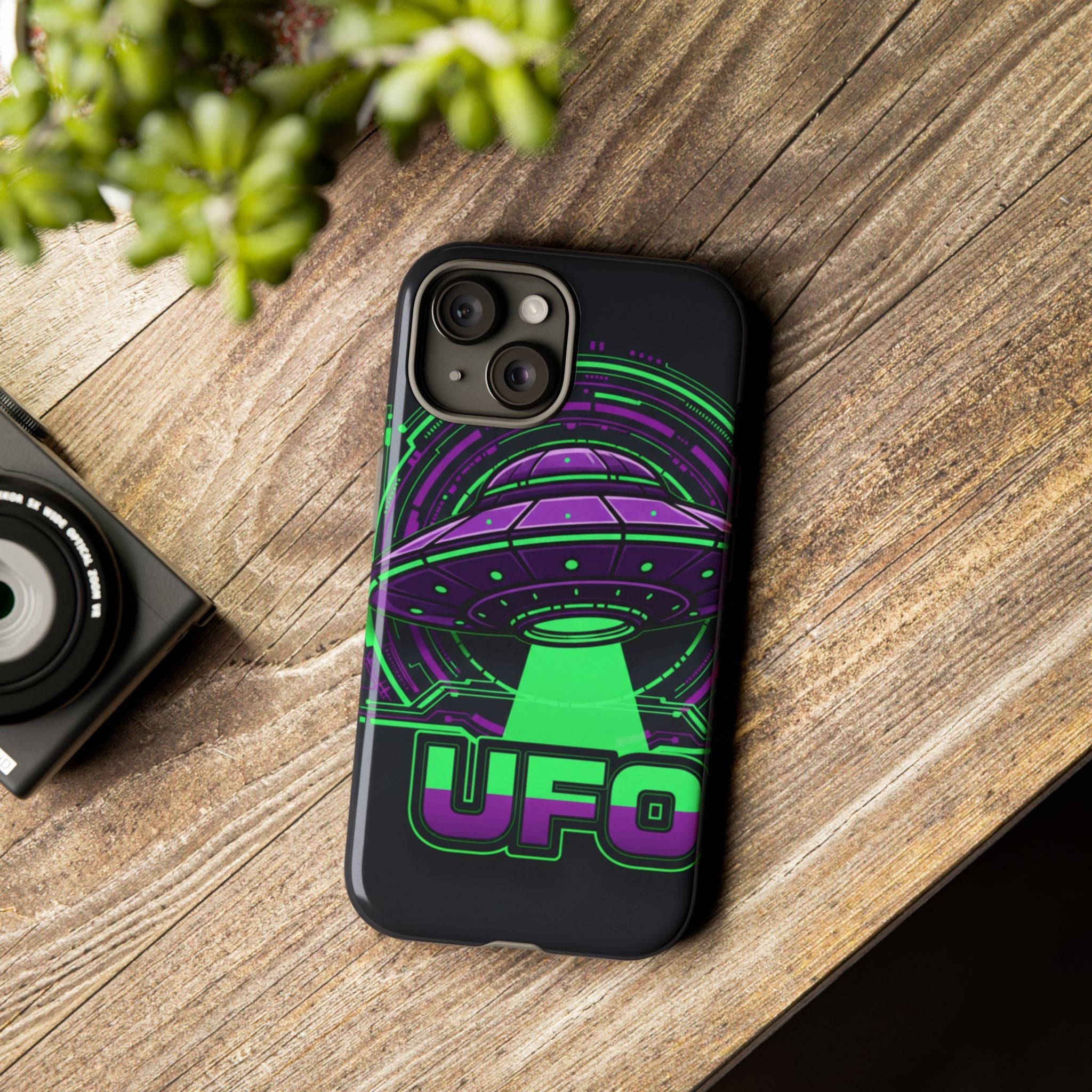 UFO Phone Case - Neon Alien Spaceship Protective Cover Printify