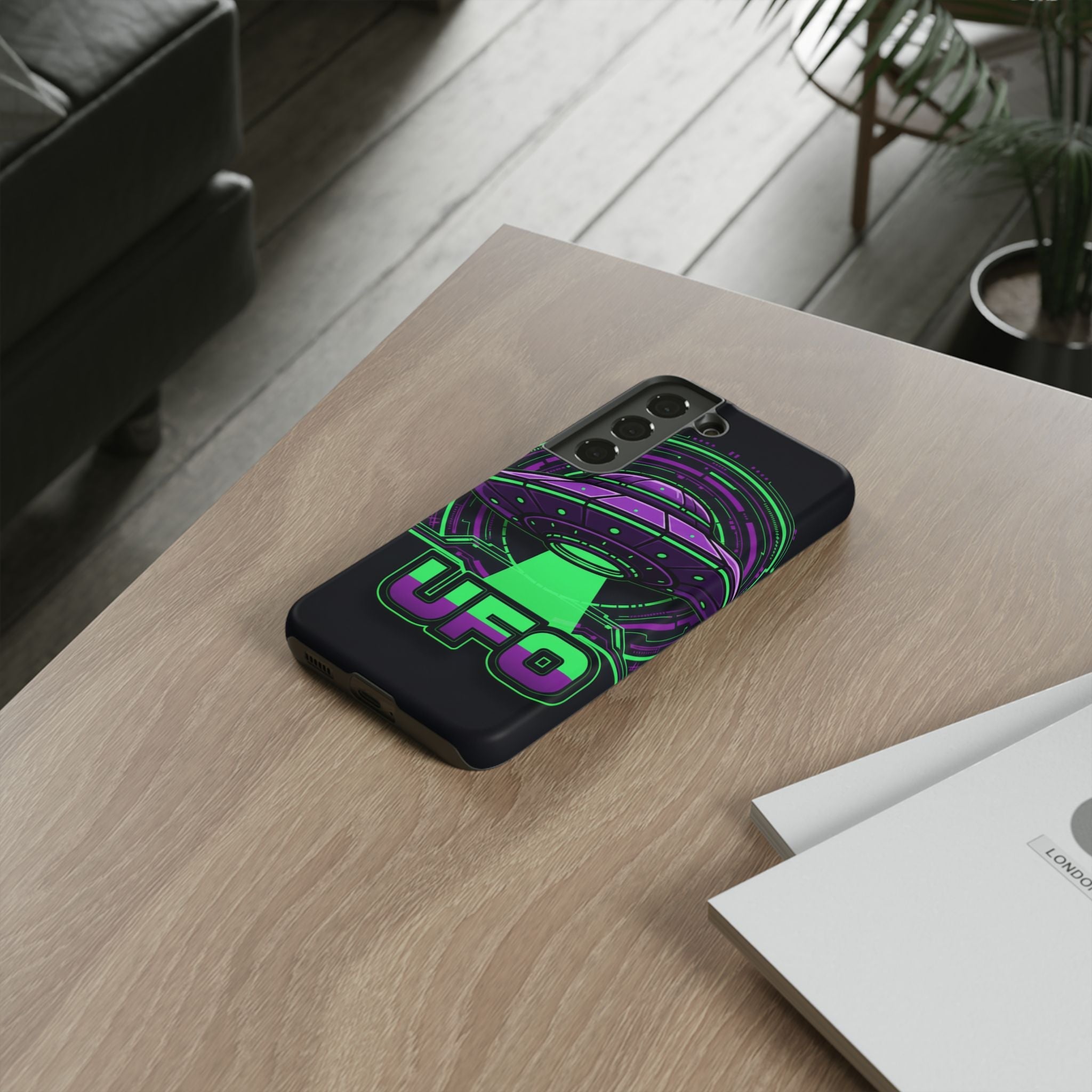 UFO Phone Case - Neon Alien Spaceship Protective Cover Printify