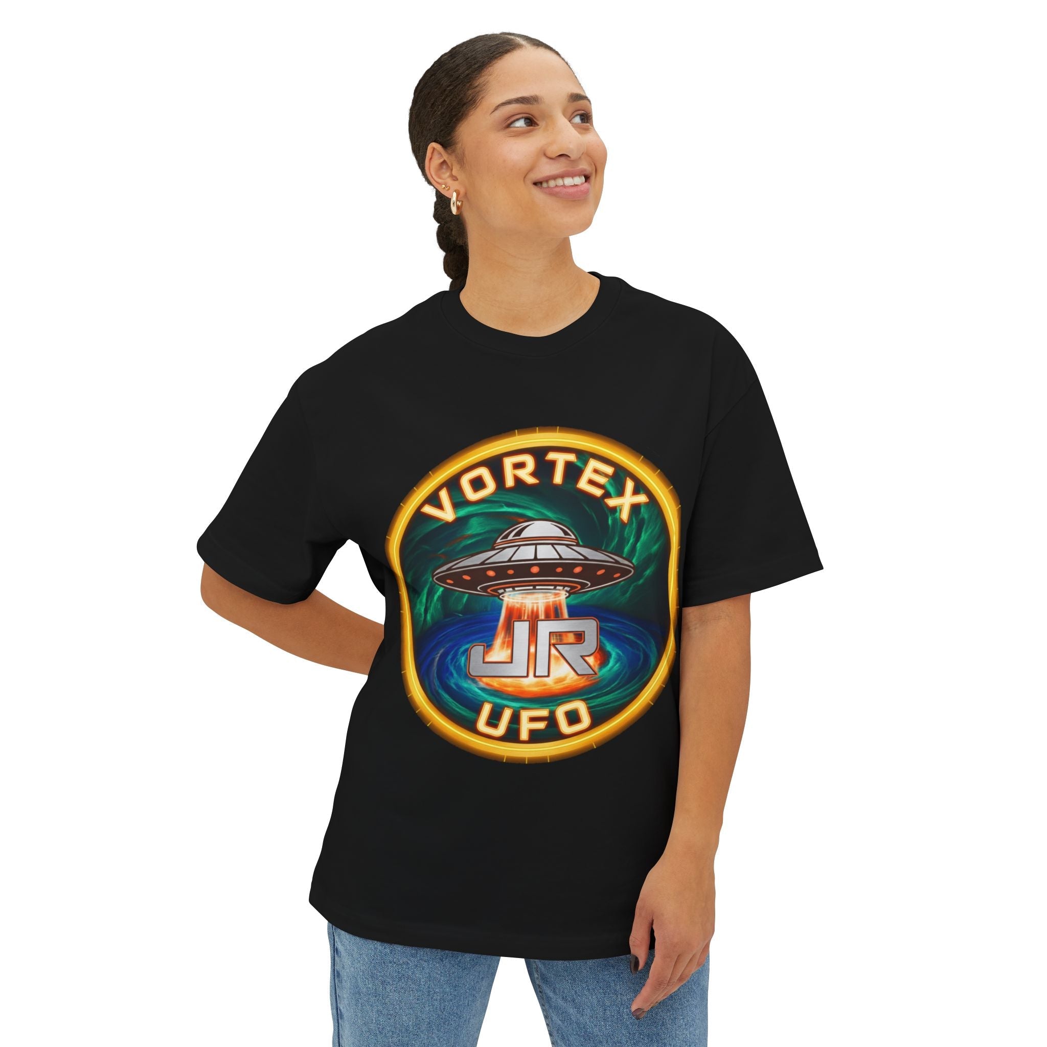UFO Vortex Graphic Tee — Retro Alien Spaceship T-Shirt Printify