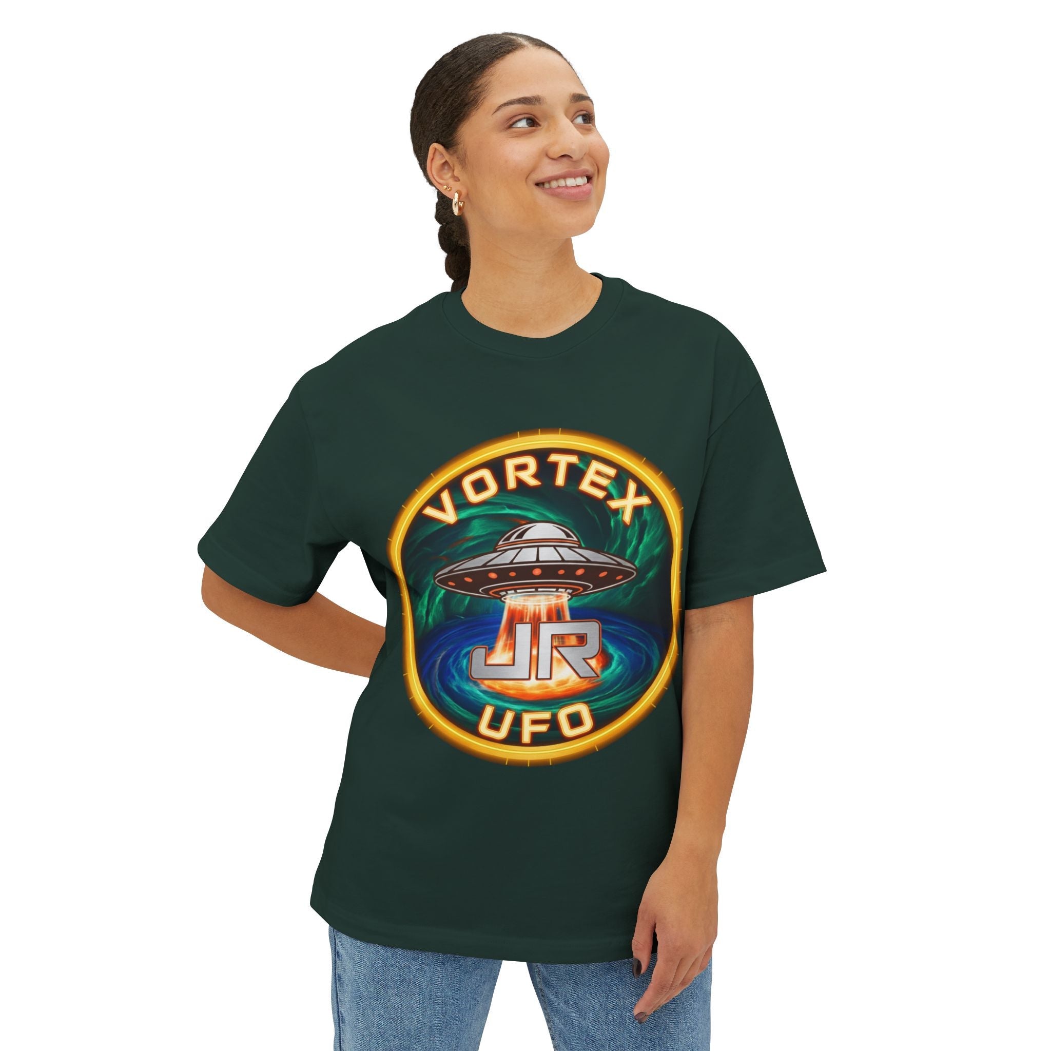 UFO Vortex Graphic Tee — Retro Alien Spaceship T-Shirt Printify
