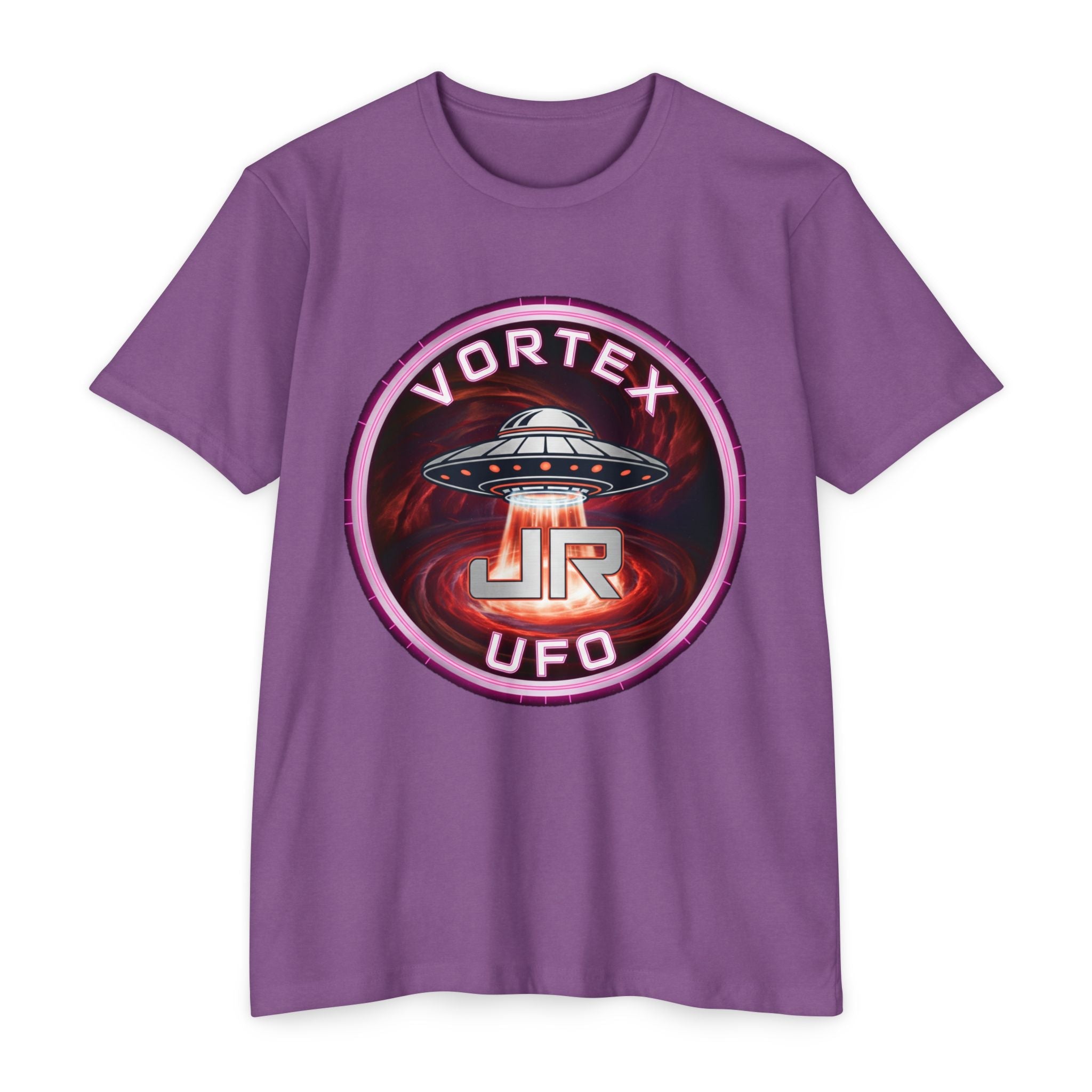 UFO Vortex Logo T-Shirt — Retro Alien Spacecraft Graphic Tee Printify