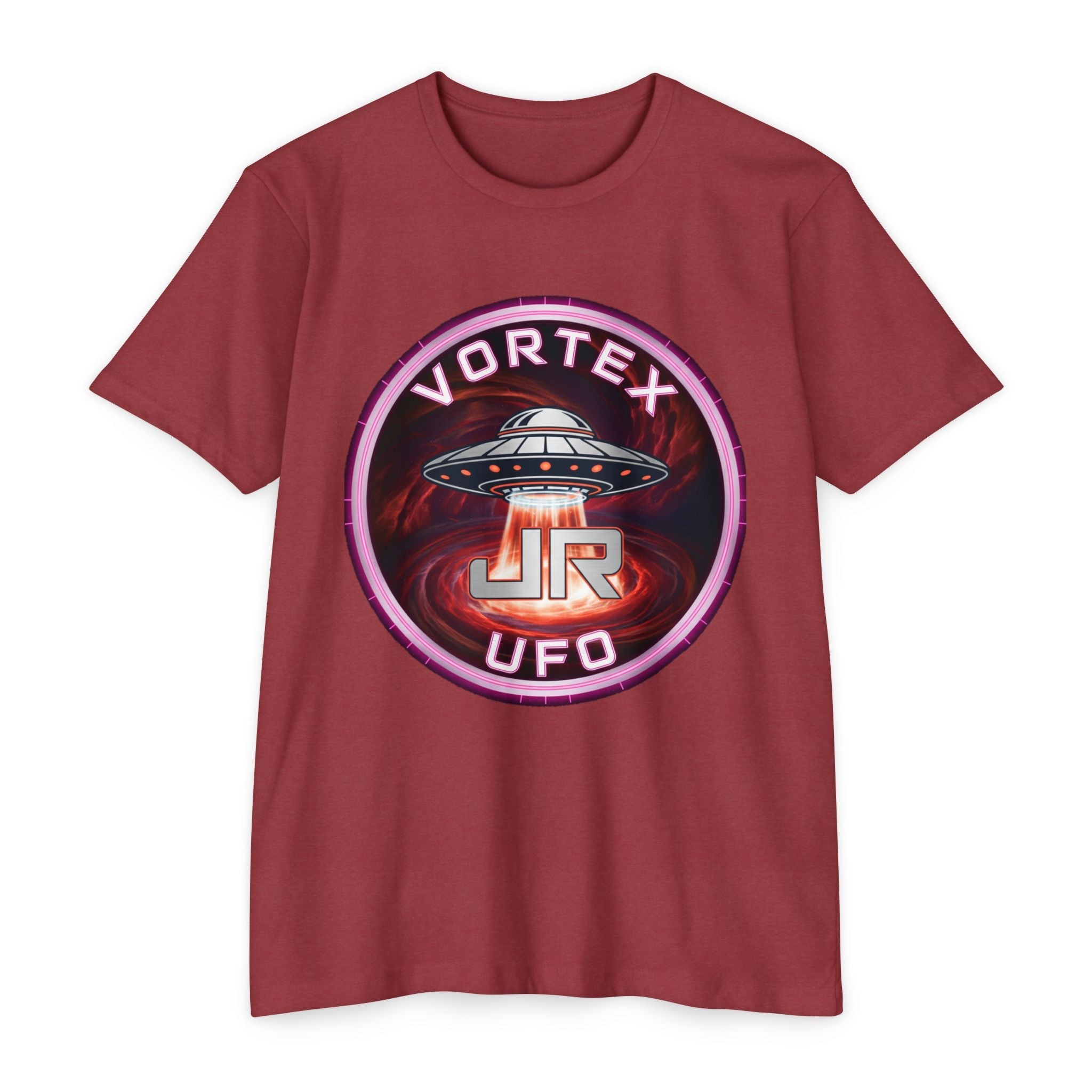 UFO Vortex Logo T-Shirt — Retro Alien Spacecraft Graphic Tee Printify