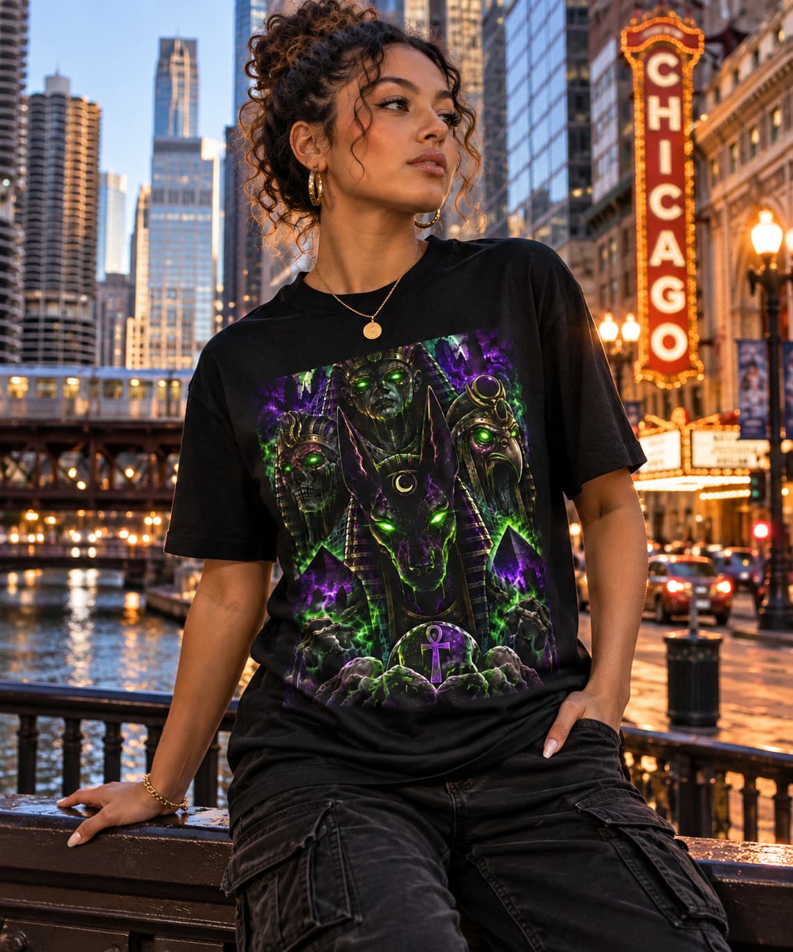 Underworld Pharaohs Tee — Anubis & Horus Dark Cosmic Streetwear