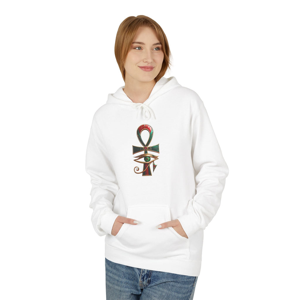 Unisex Egyptian Ankh Fleece Hoodie - Softstyle Midweight Apparel for Spiritual Connection Printify