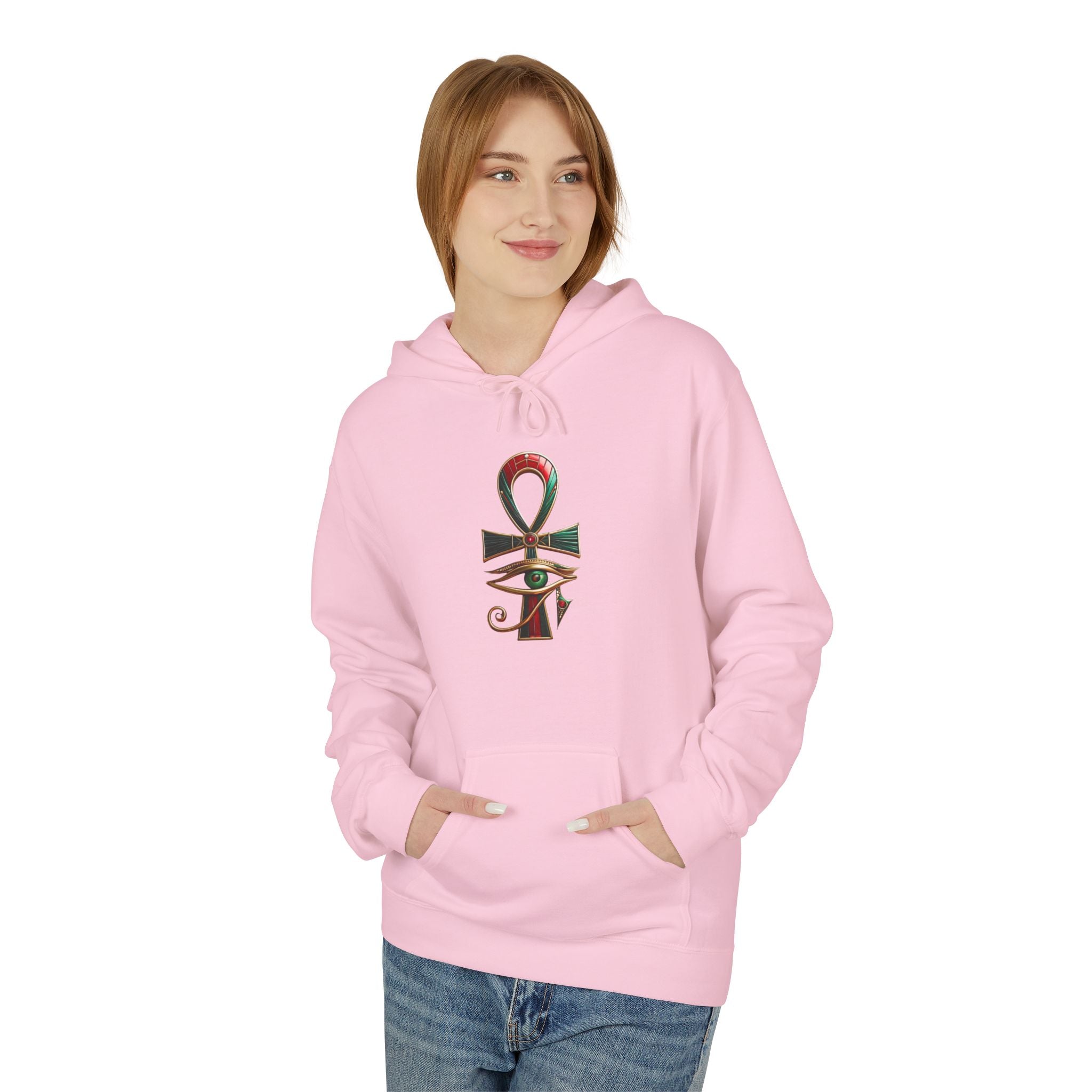 Unisex Egyptian Ankh Fleece Hoodie - Softstyle Midweight Apparel for Spiritual Connection Printify