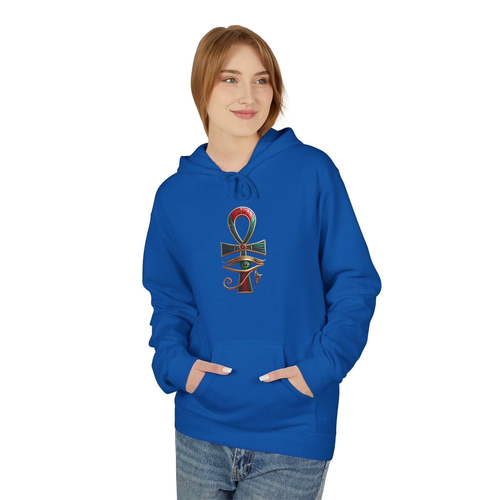 Unisex Egyptian Ankh Fleece Hoodie - Softstyle Midweight Apparel for Spiritual Connection Printify