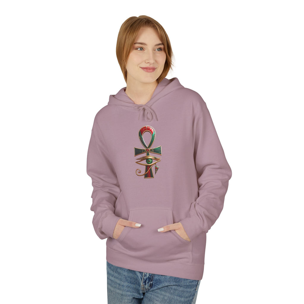 Unisex Egyptian Ankh Fleece Hoodie - Softstyle Midweight Apparel for Spiritual Connection Printify