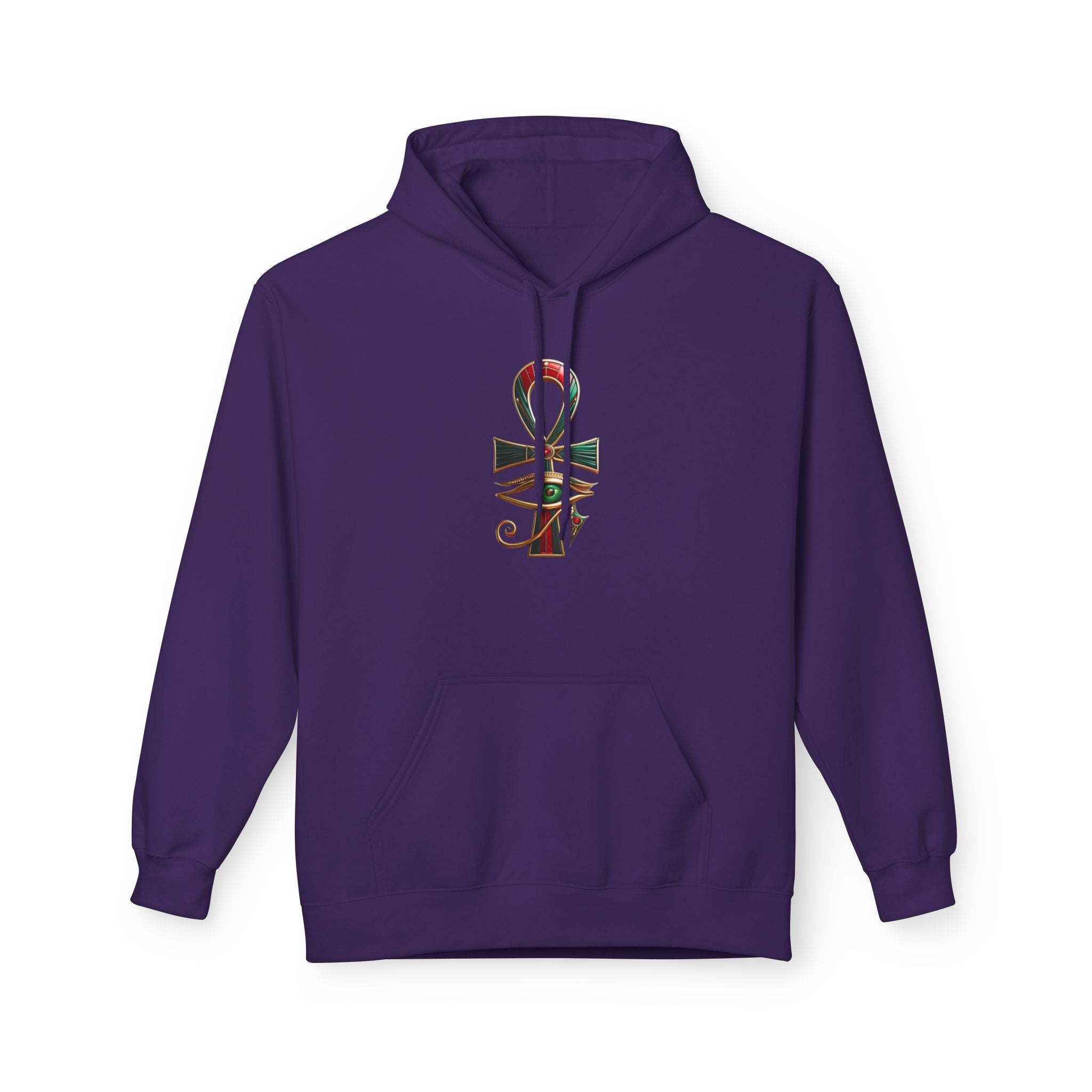 Unisex Egyptian Ankh Fleece Hoodie - Softstyle Midweight Apparel for Spiritual Connection