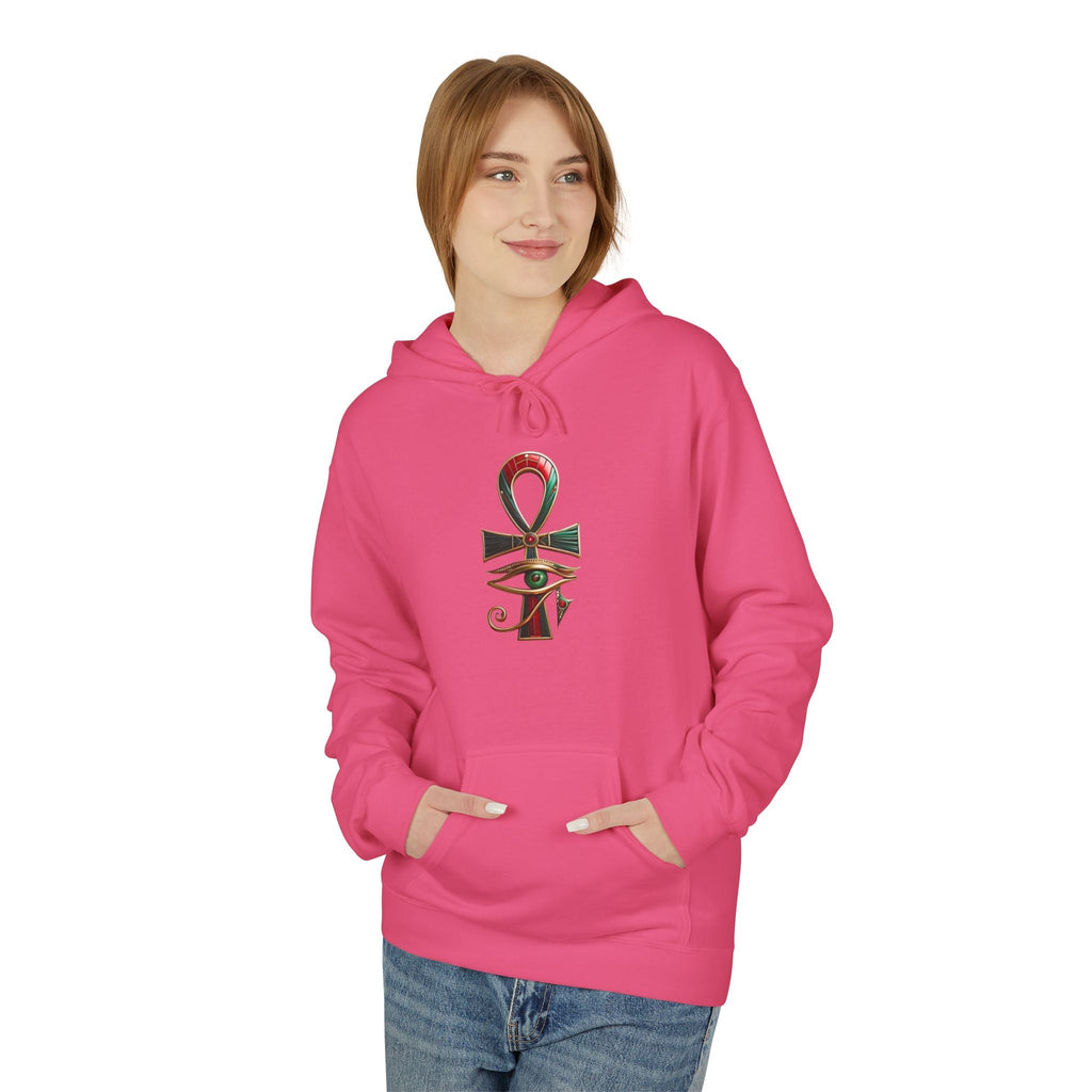 Unisex Egyptian Ankh Fleece Hoodie - Softstyle Midweight Apparel for Spiritual Connection Printify