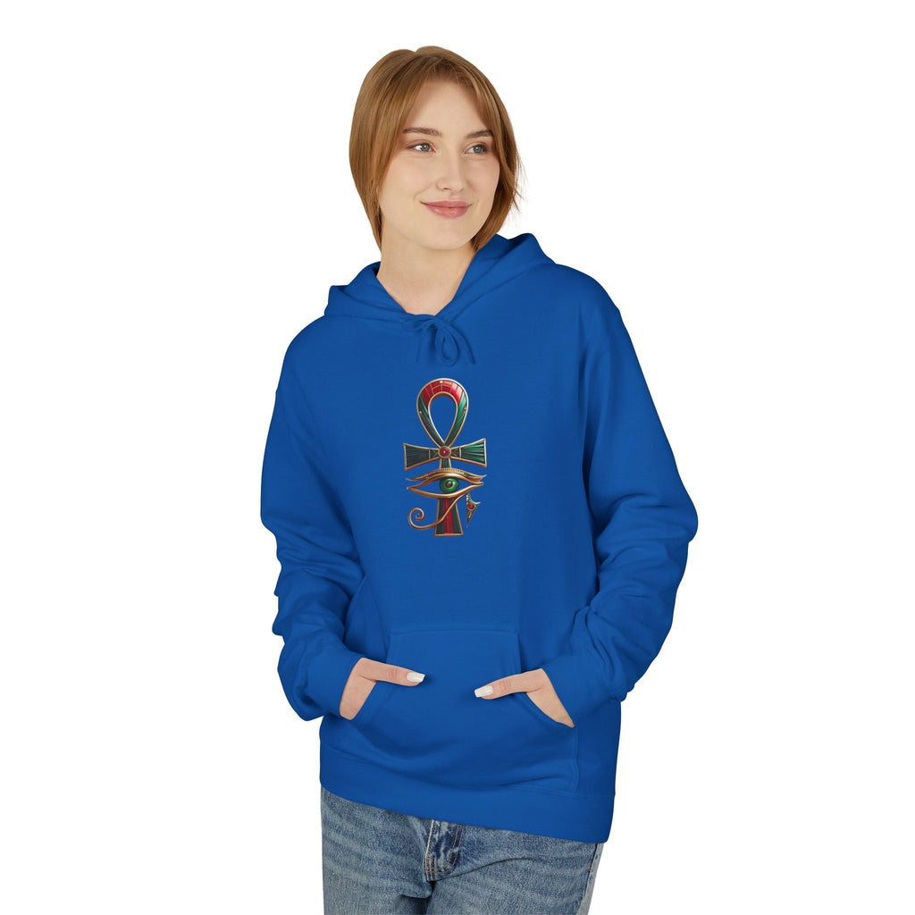 Unisex Egyptian Ankh Fleece Hoodie - Softstyle Midweight Apparel for Spiritual Connection Printify