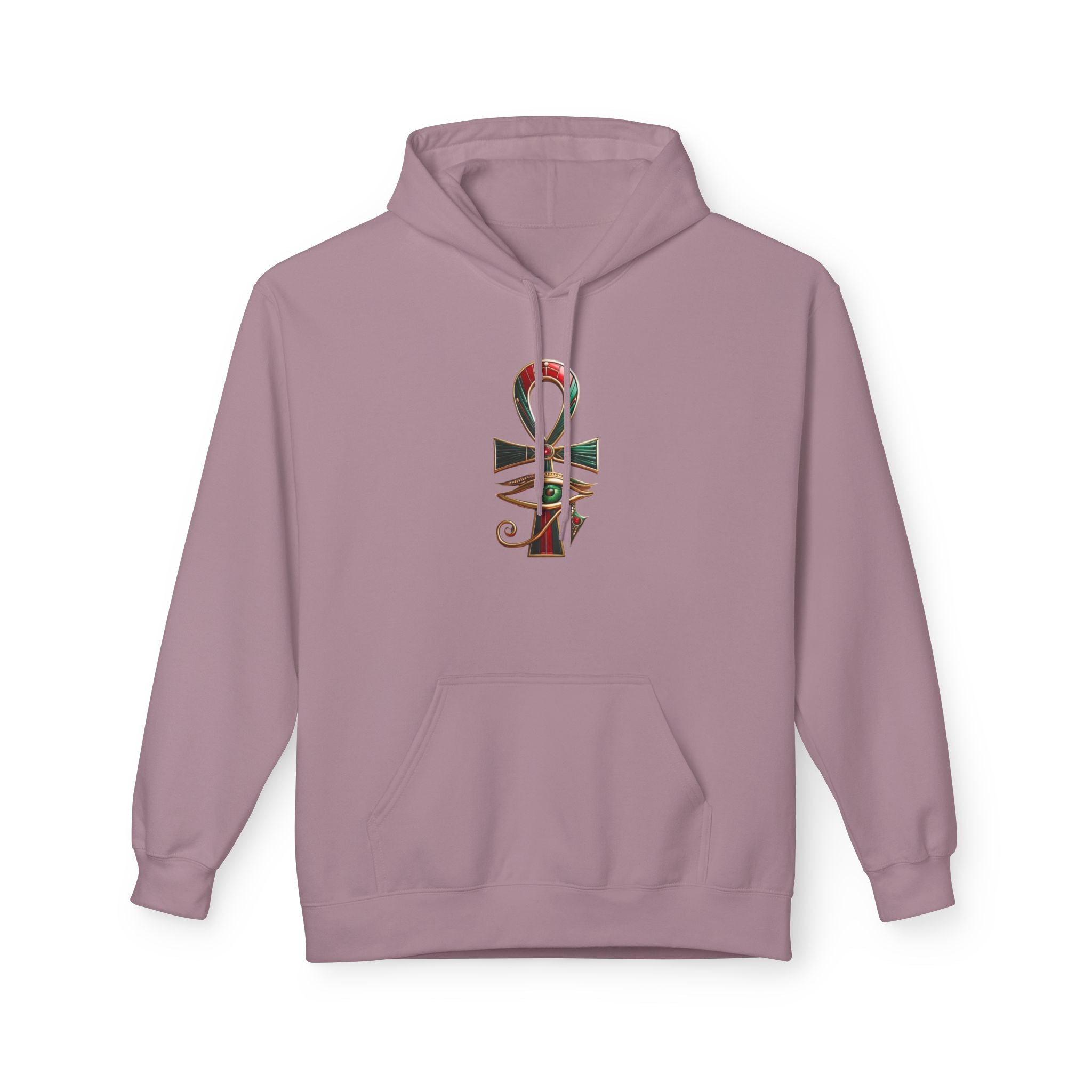 Unisex Egyptian Ankh Fleece Hoodie - Softstyle Midweight Apparel for Spiritual Connection