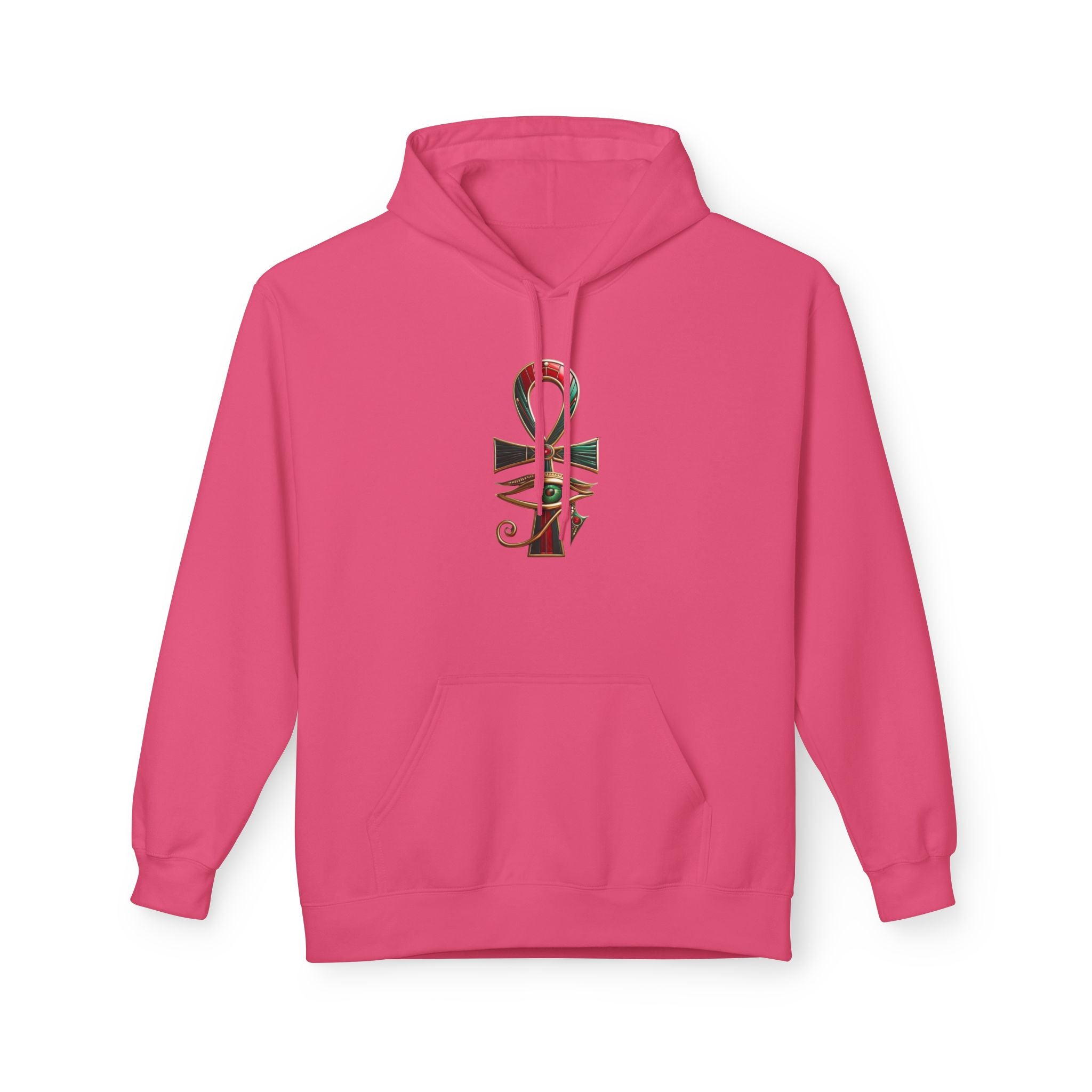 Unisex Egyptian Ankh Fleece Hoodie - Softstyle Midweight Apparel for Spiritual Connection