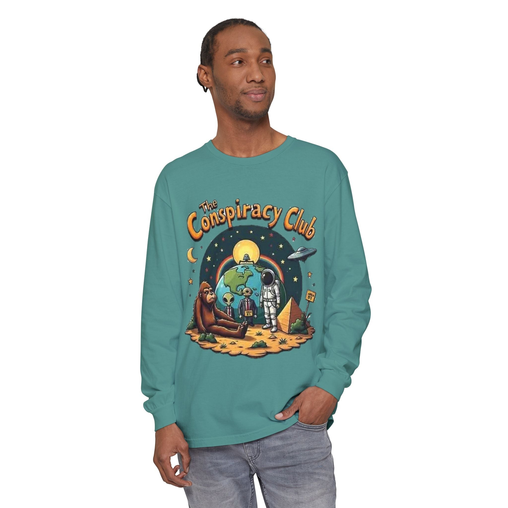 The Conspiracy Club™ Long Sleeve Shirt | UFO Alien Bigfoot Streetwear Printify