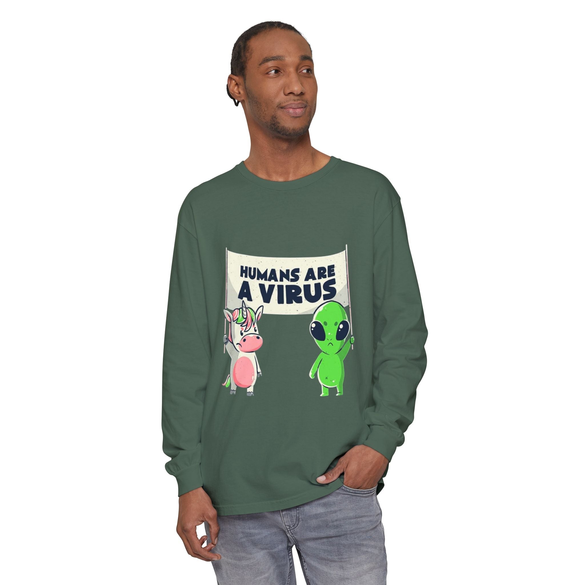 Alien Truth Long Sleeve – Humans Are a Virus Printify
