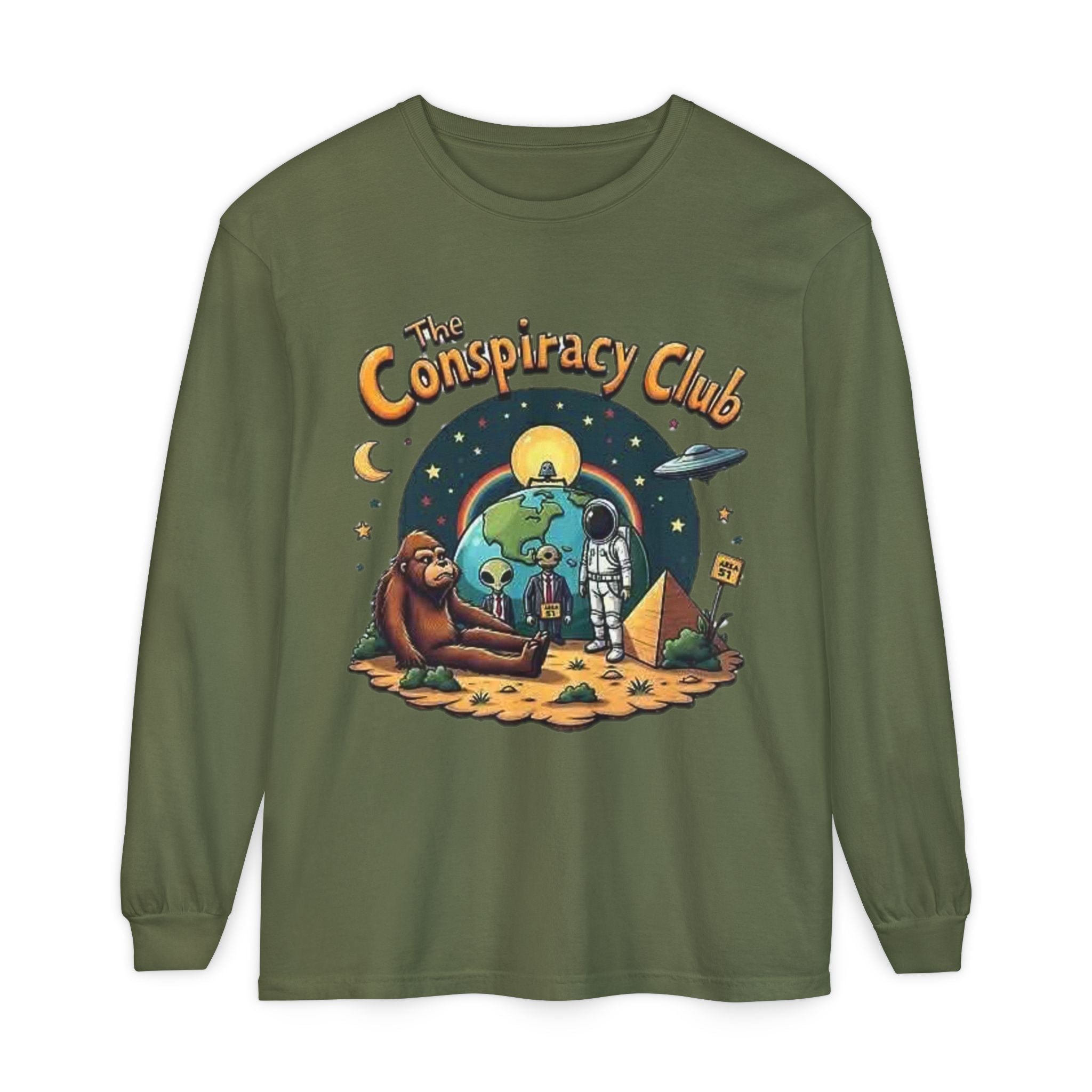 The Conspiracy Club™ Long Sleeve Shirt | UFO Alien Bigfoot Streetwear Printify