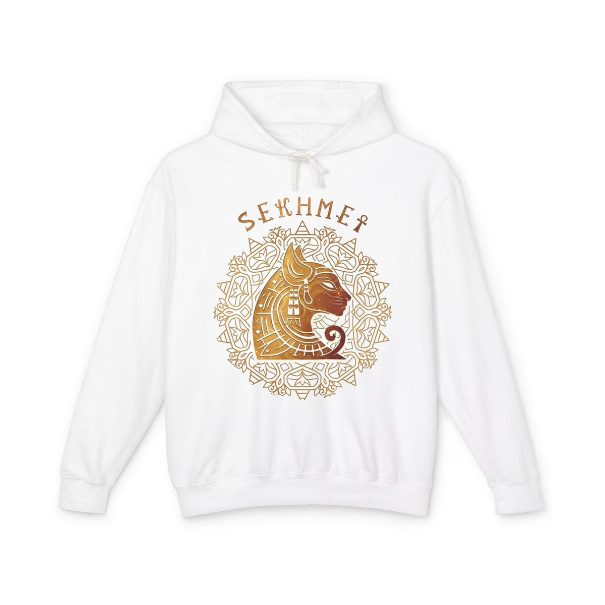 Sekhmet Lioness Goddess Hoodie — Ancient Egyptian Gold Mandala