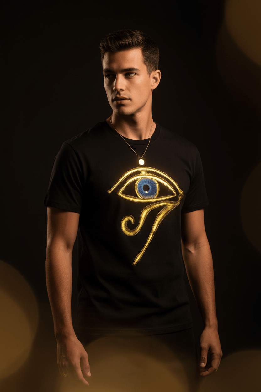 Eye of Horus Tee Gold Accent