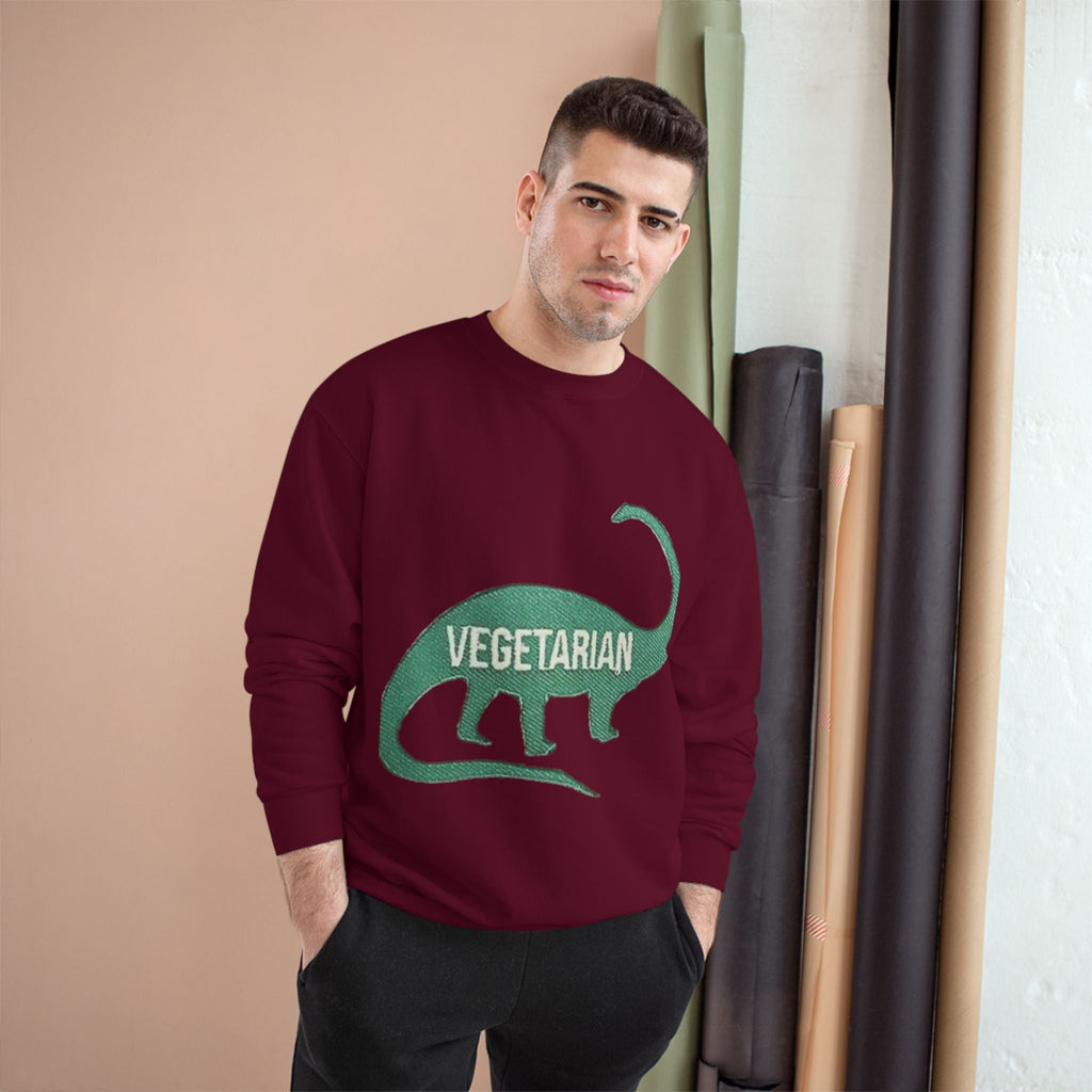 Vegetarian Dinosaur Sweatshirt — Retro Dino Crewneck for Vegans Printify