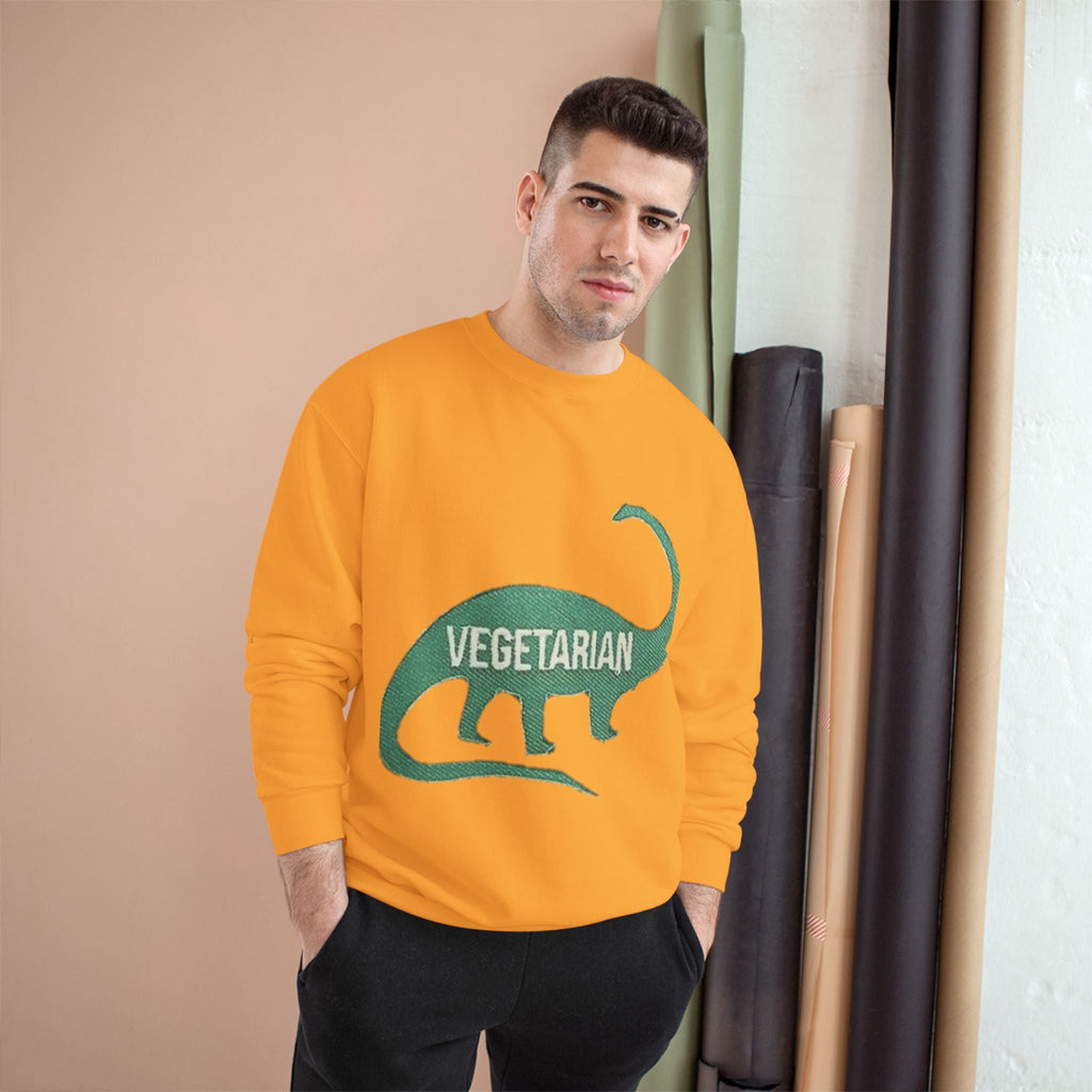 Vegetarian Dinosaur Sweatshirt — Retro Dino Crewneck for Vegans Printify