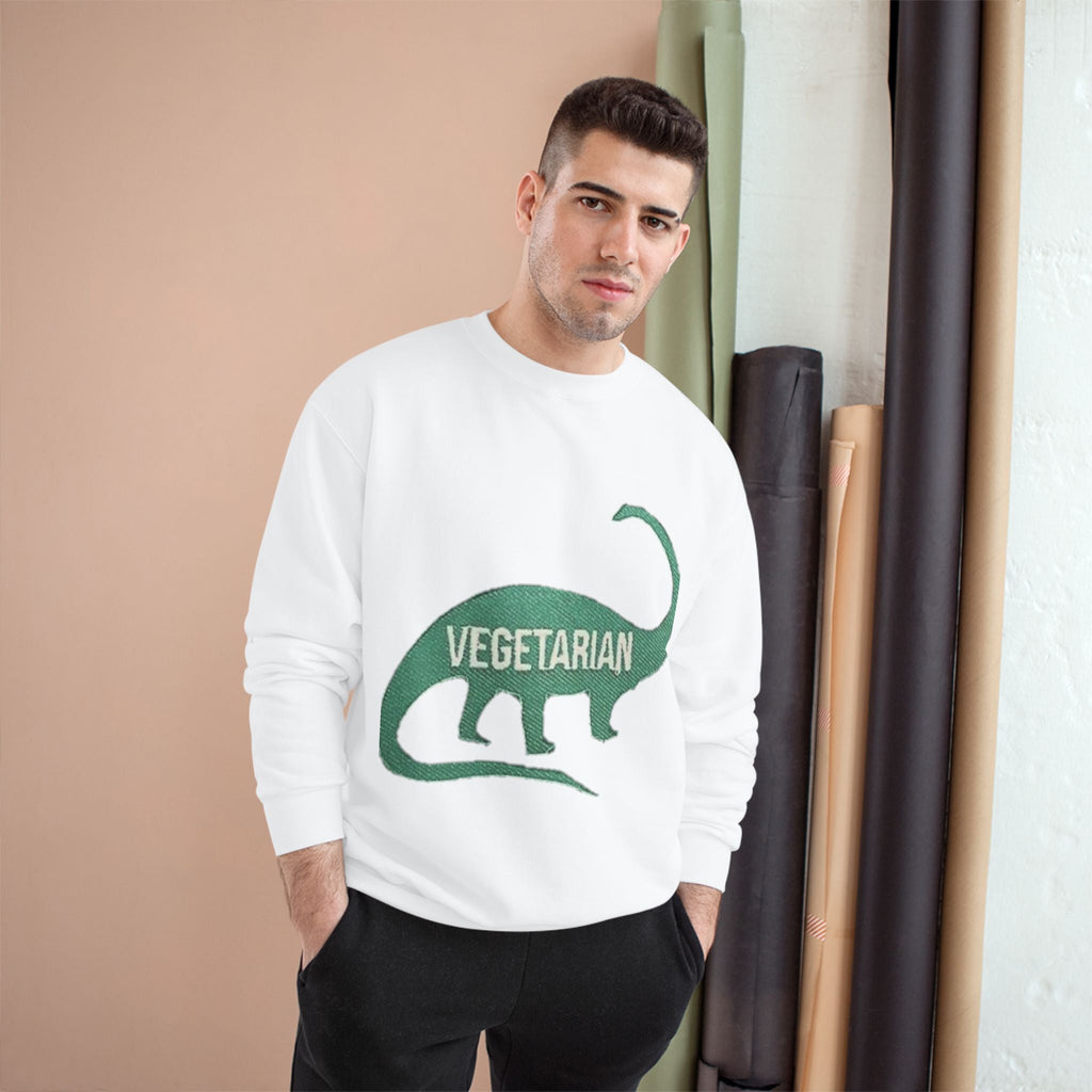 Vegetarian Dinosaur Sweatshirt — Retro Dino Crewneck for Vegans Printify
